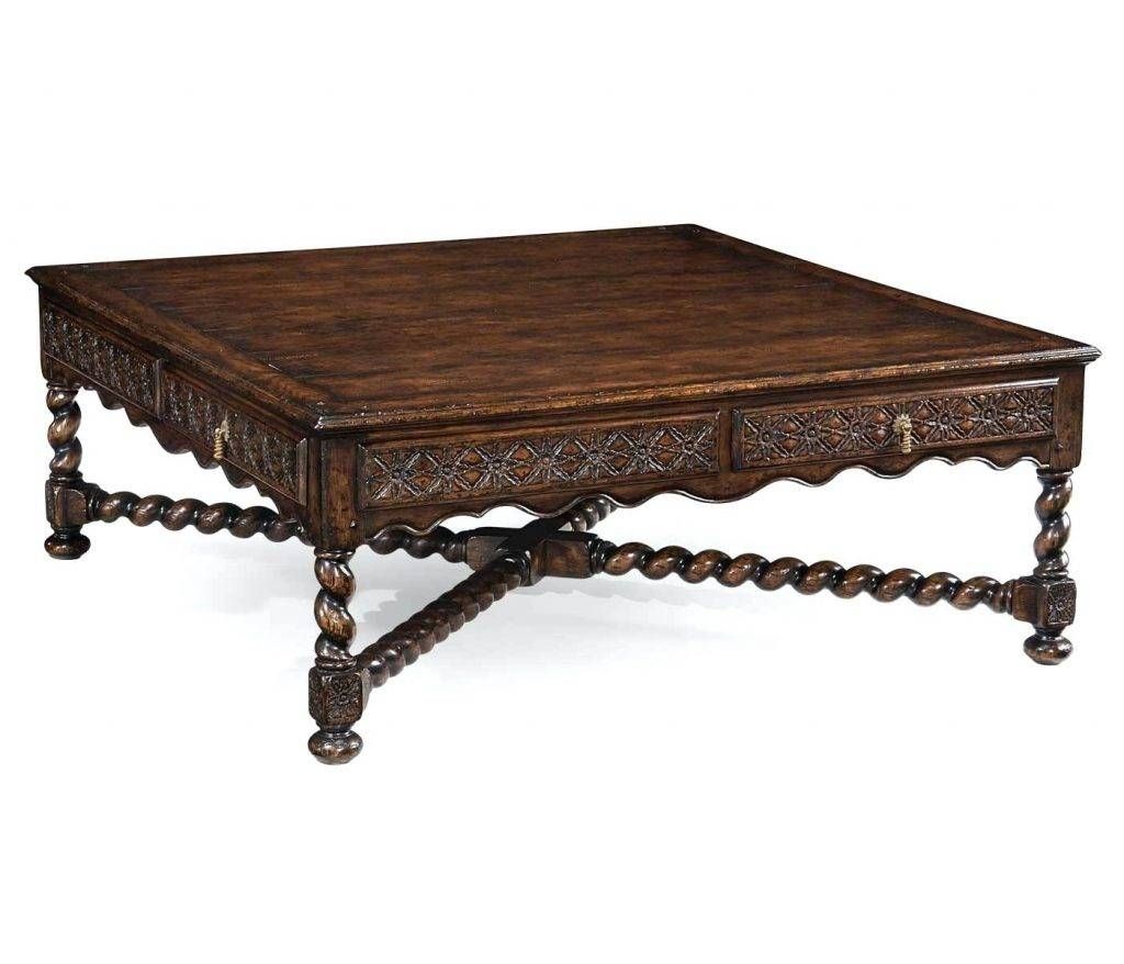 Coffee Table ~ Tudor Dark Oak Square Distressed Coffee Table With Dark Oak Coffee Tables (View 3 of 15)