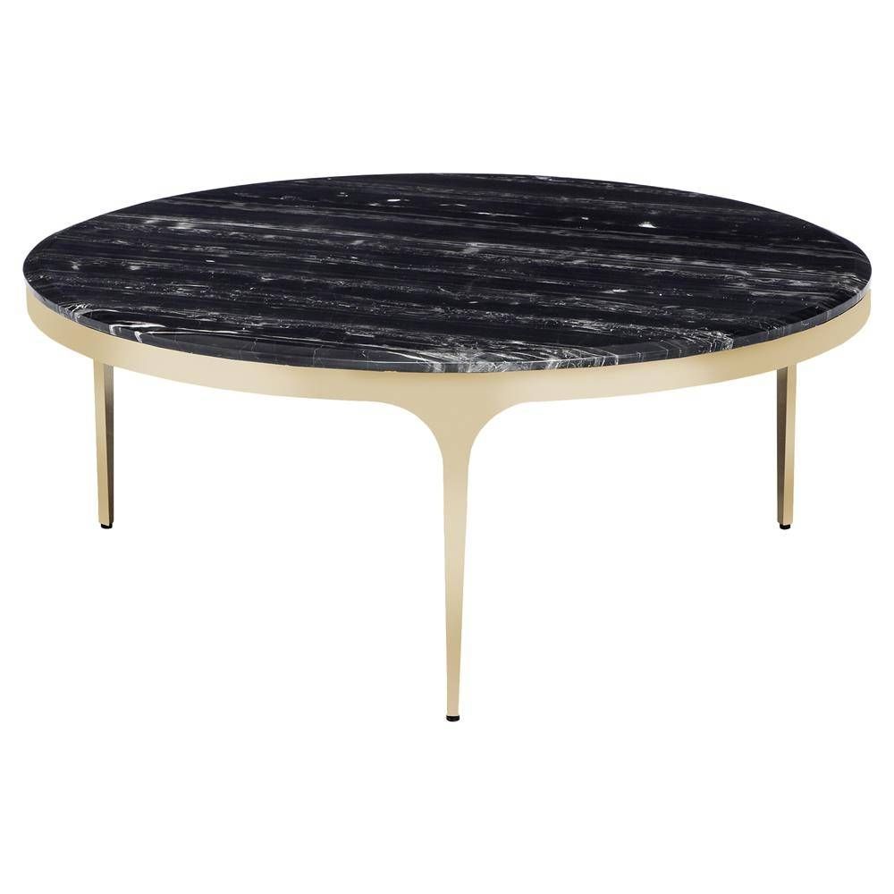 Coffee Tables Eda Modern Black Marble Round Gold Coffee Table Pertaining To Black And Grey Marble Coffee Tables (View 21 of 30)