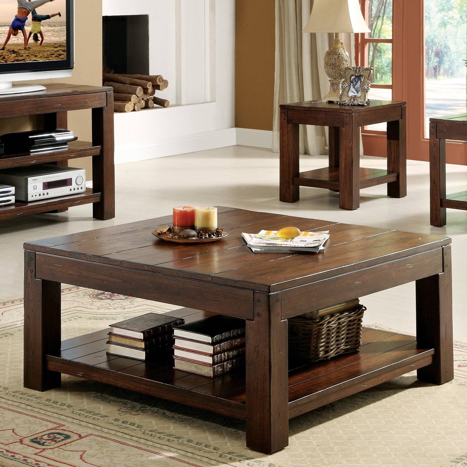 Coffee Tables Set Square Coffee Table With Drawers ~ Bacill Inside Dark Wood Square Coffee Tables (View 26 of 30)