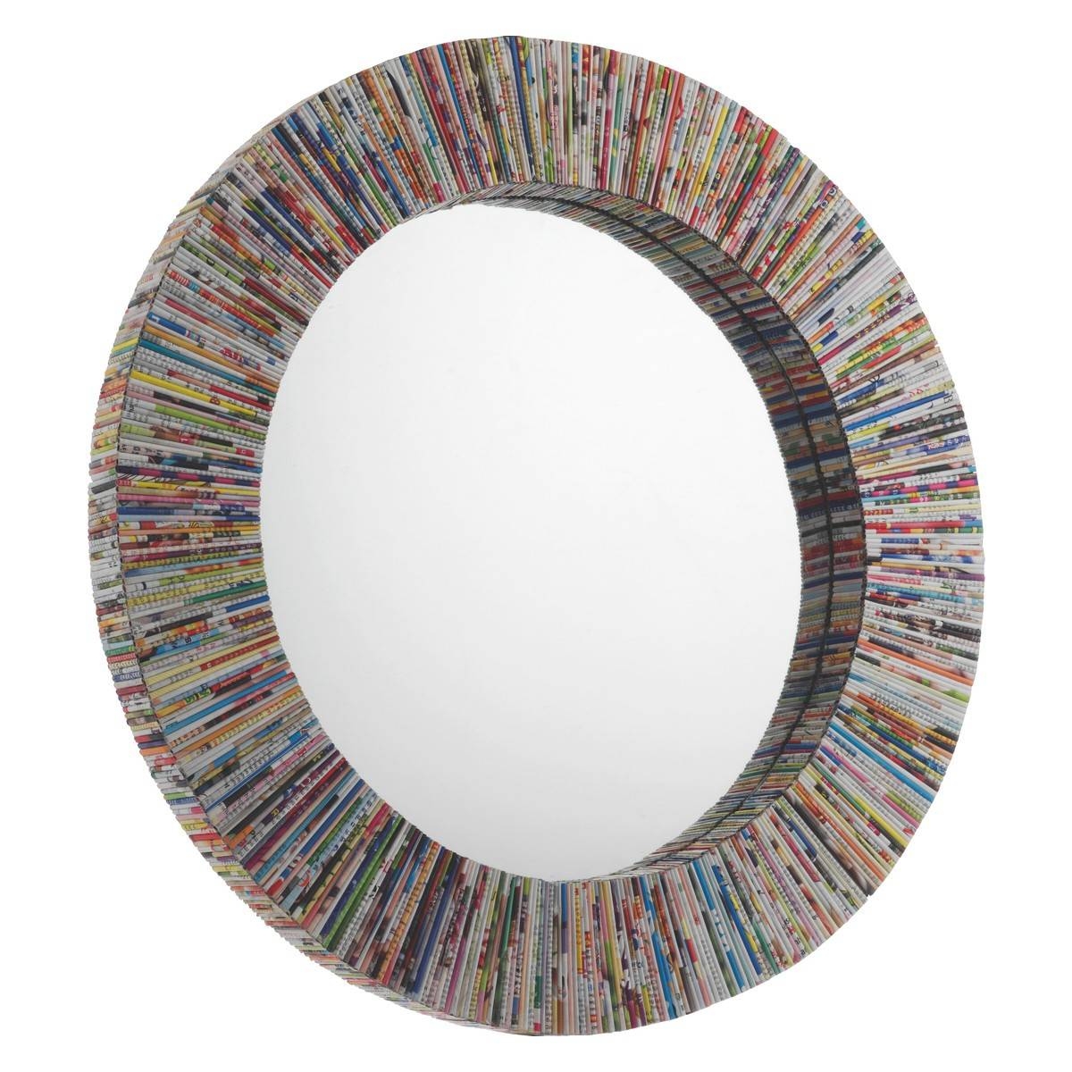 Cohen Multi Coloured Recycled Magazine Round Wall Mirror | Buy Now With Regard To Bright Coloured Mirrors (Photo 1 of 25)