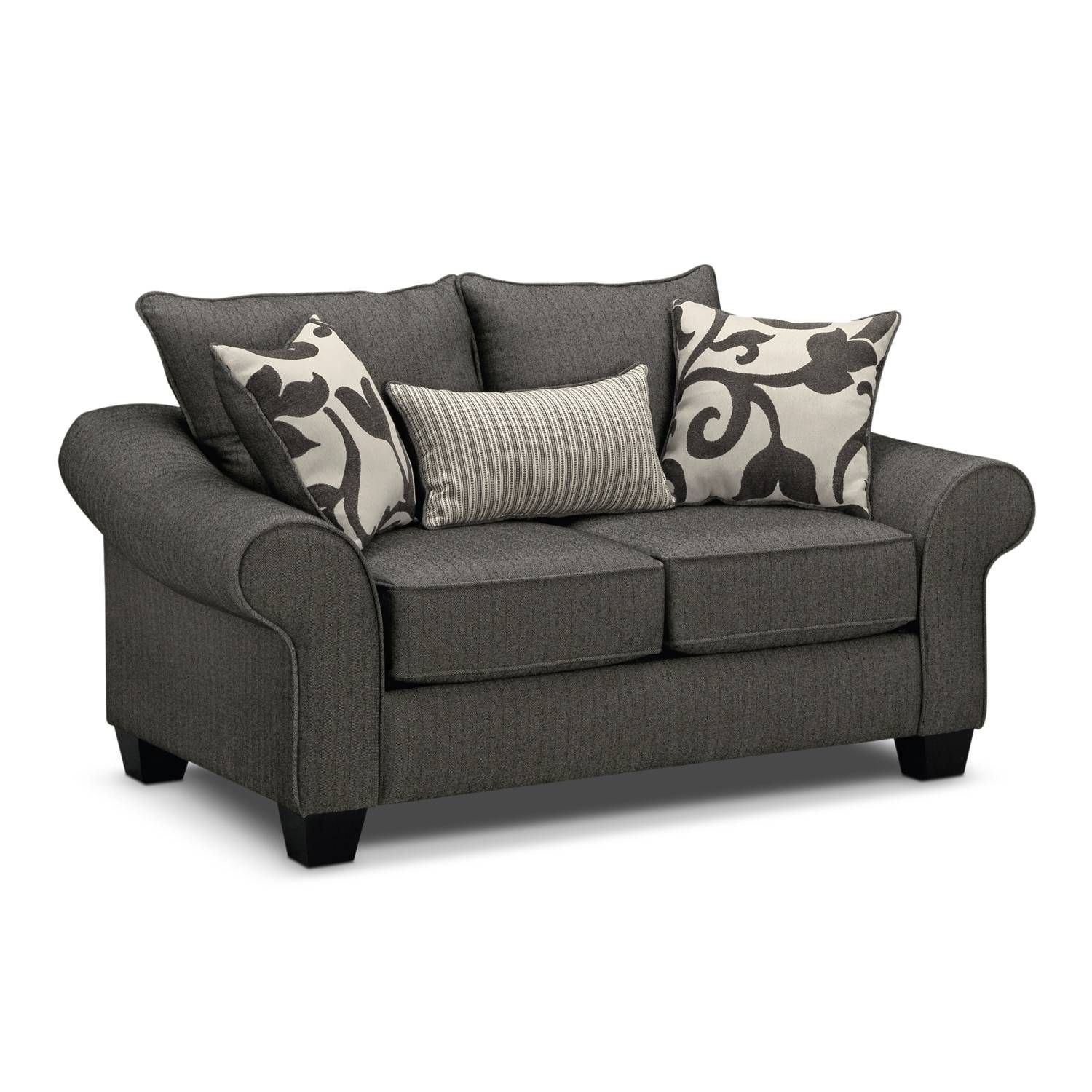 Colette Sofa, Loveseat And Accent Chair Set – Gray | Value City In Sofa And Chair Set (Photo 21 of 30)