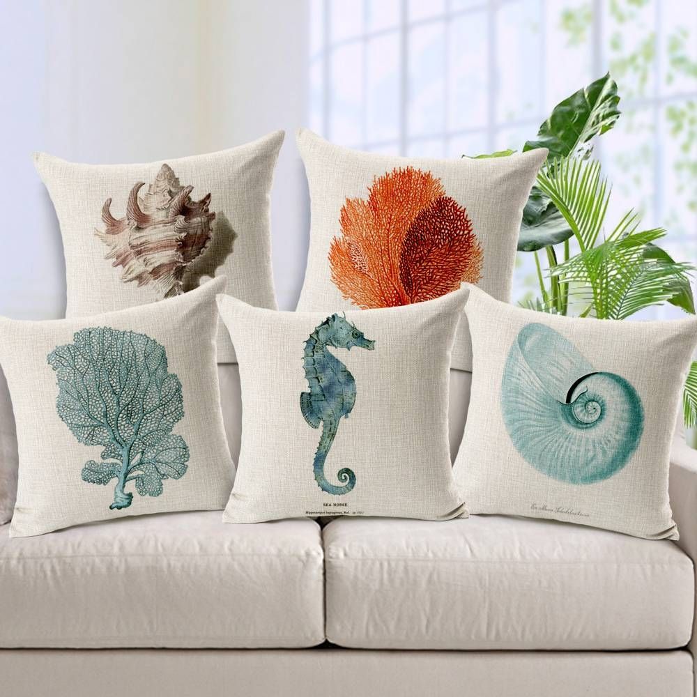 Compare Prices On Sea Shell Pillows  Online Shopping/buy Low Price Intended For Sofa Accessories (View 22 of 30)