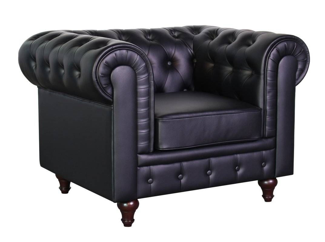 Container Grace Bonded Leather Chesterfield Sofa | Wayfair With Chesterfield Black Sofas (View 15 of 30)