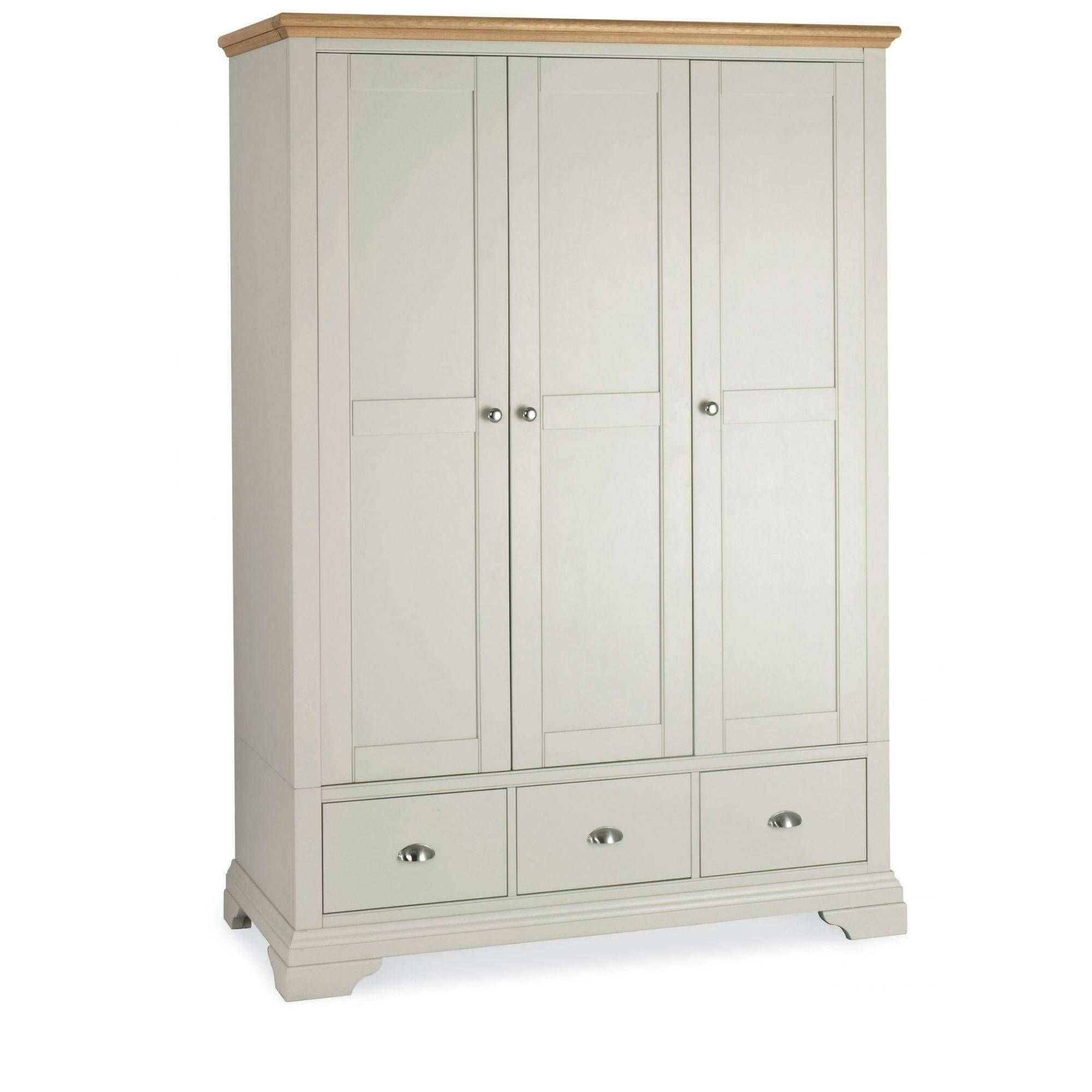 Cookes Collection Camden Soft Grey And Pale Oak Triple Wardrobe With Regard To Camden Wardrobes (Photo 7 of 15)