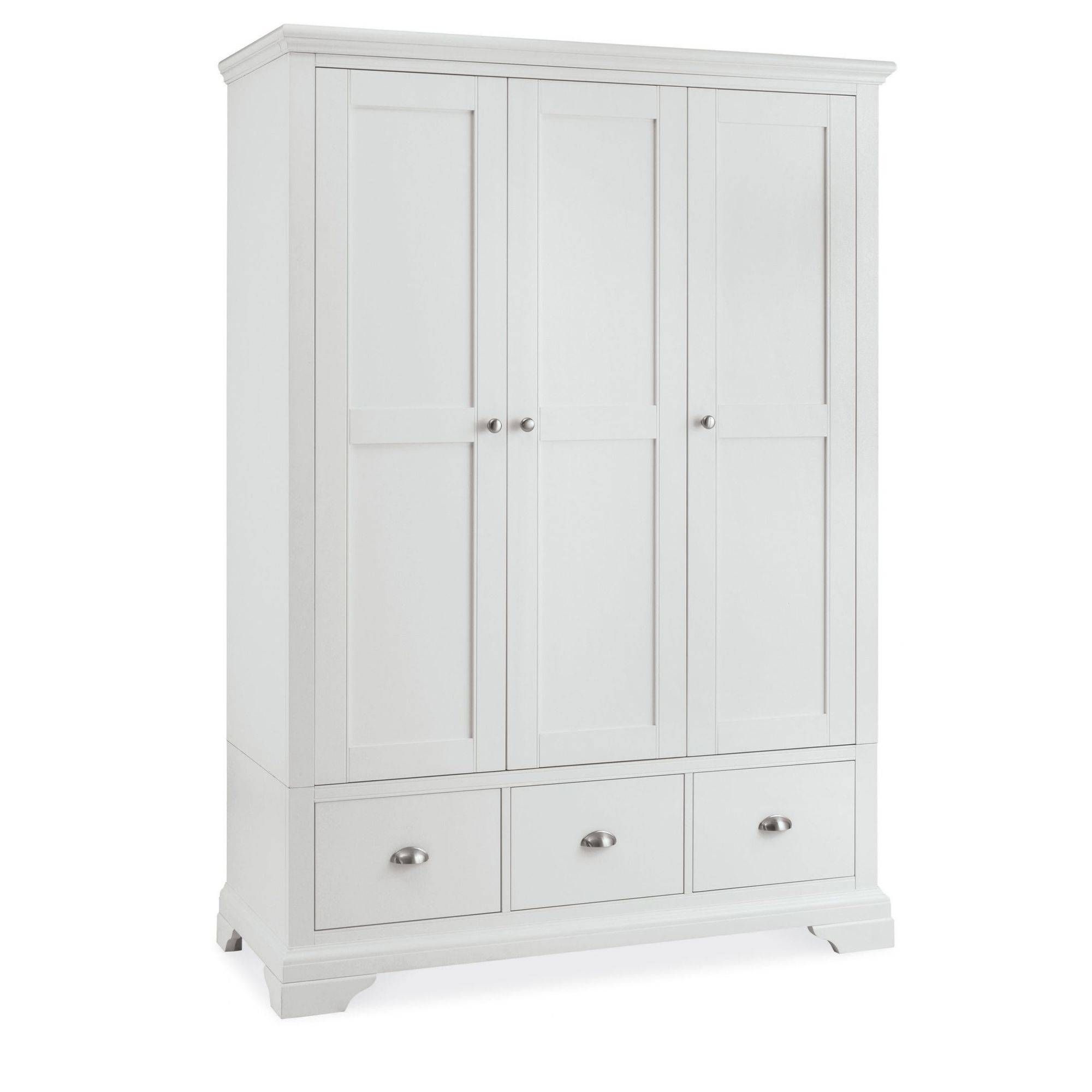 Cookes Collection Camden White Triple Wardrobe – Bedding Furniture Within White Wardrobes With Drawers (View 2 of 15)