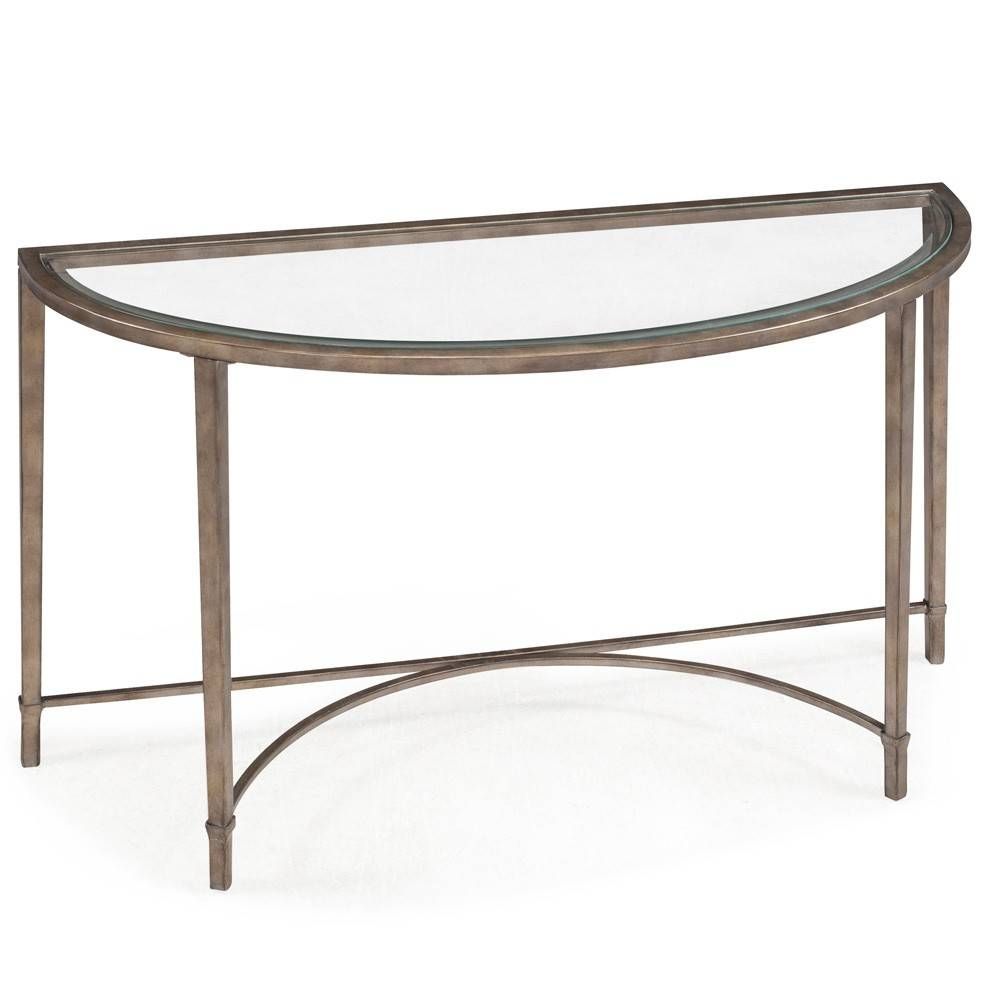 Copia Metal & Glass Sofa Table In Antiqued Silvermagnussen With Regard To Metal Glass Sofa Tables (View 10 of 30)