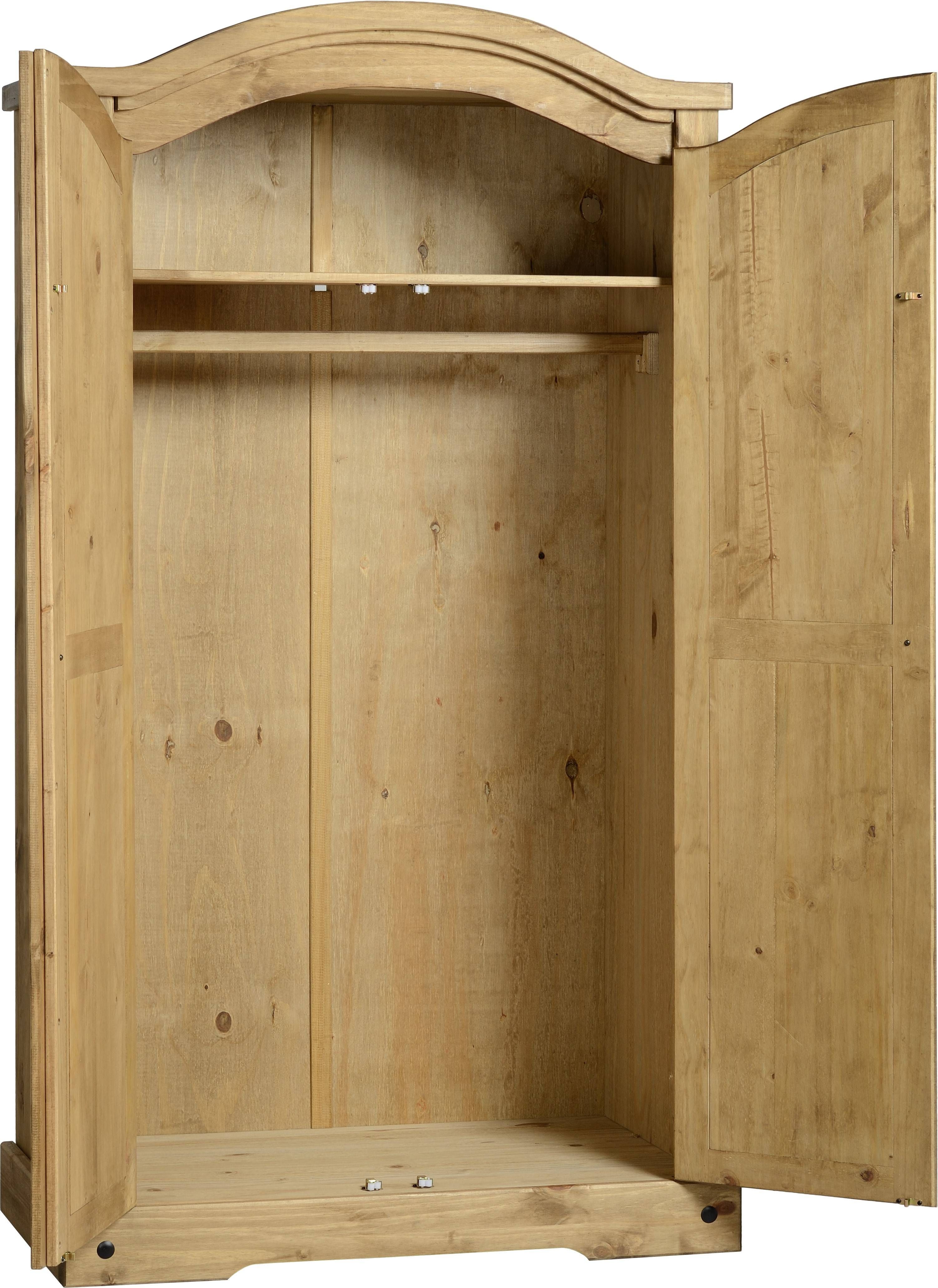Corona 2 Door Wardrobe In Distressed Waxed Pine – Ennis Furniture Intended For Corona Wardrobes With 3 Doors (View 10 of 15)