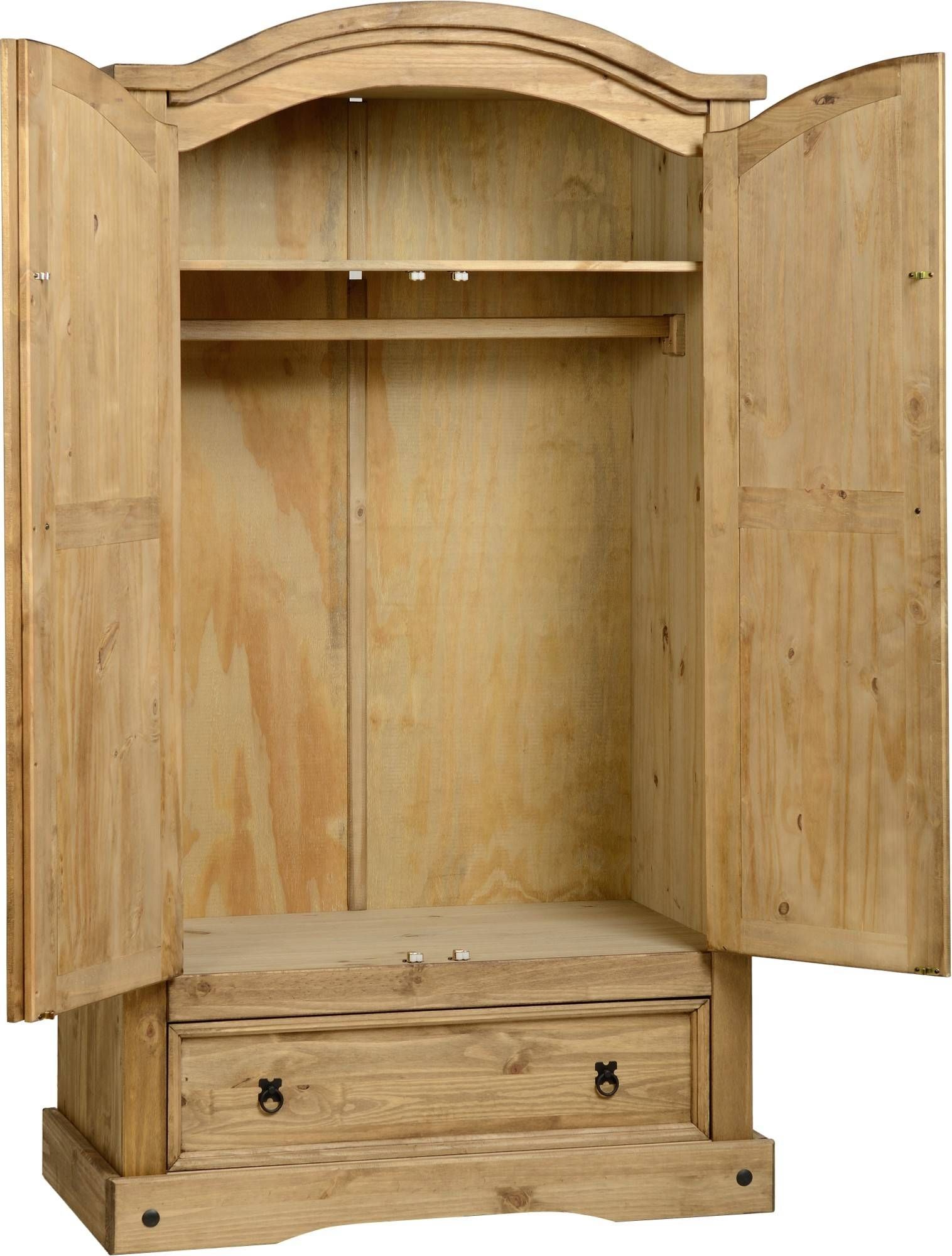 Corona Pine 2 Door Wardrobe With Drawer – Default Store View Throughout Pine Wardrobes With Drawers (View 4 of 15)