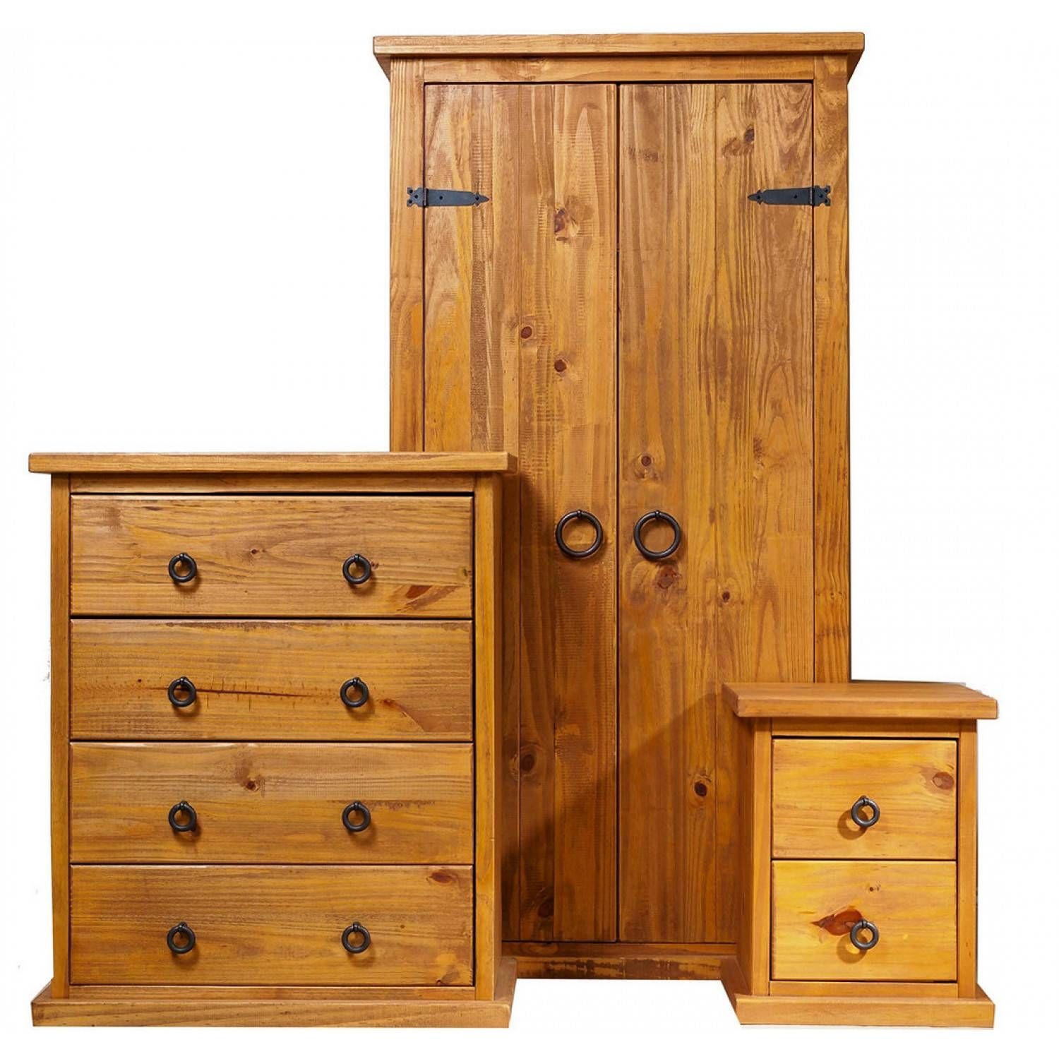 Countryhouse 1 X Two Drawer Bedside Cabinet, 1 X Four Drawer Chest Pertaining To Self Assembly Wardrobes (Photo 15 of 15)