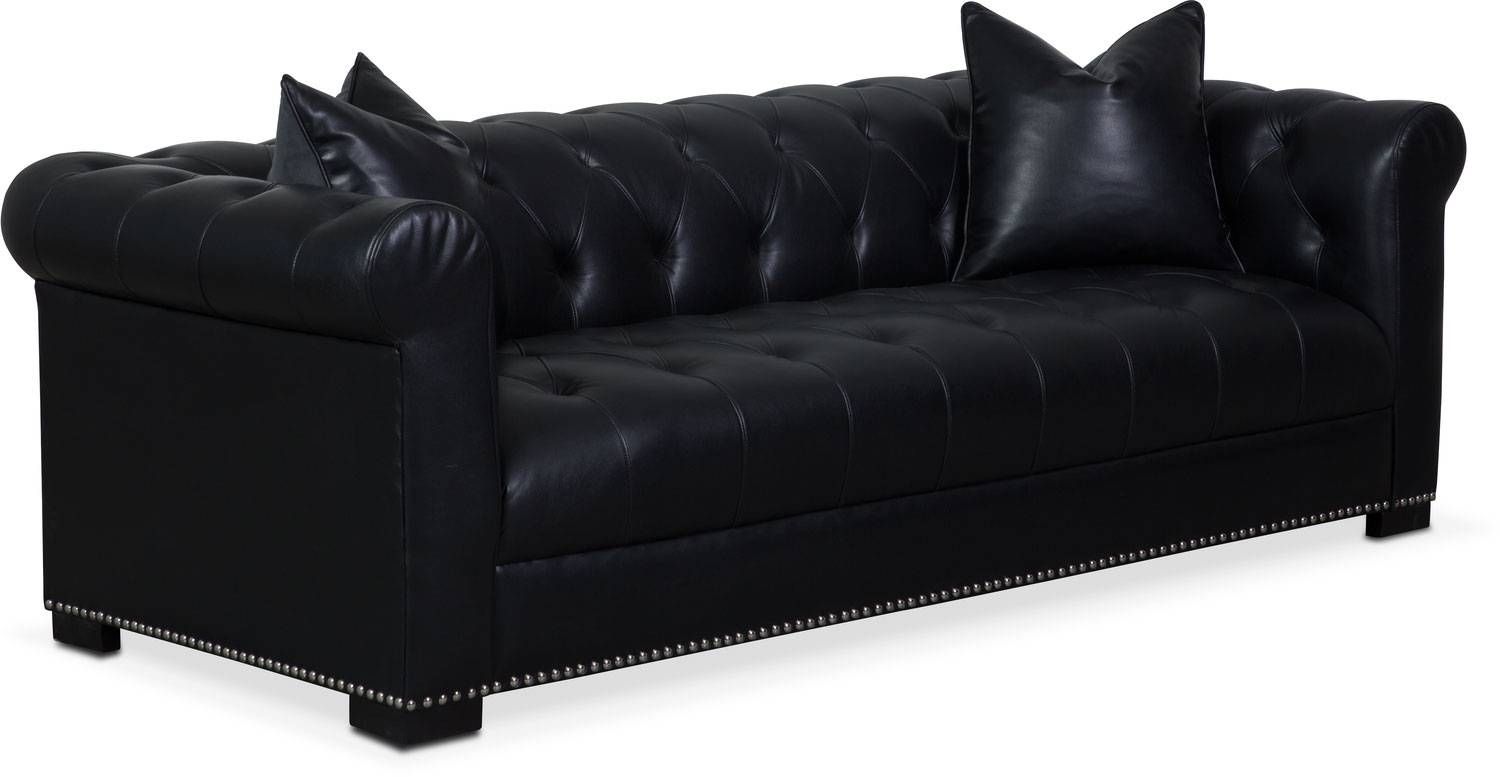 Couture Sofa, Chair And Swivel Chair Set – Black | Value City Intended For Swivel Sofa Chairs (Photo 29 of 30)