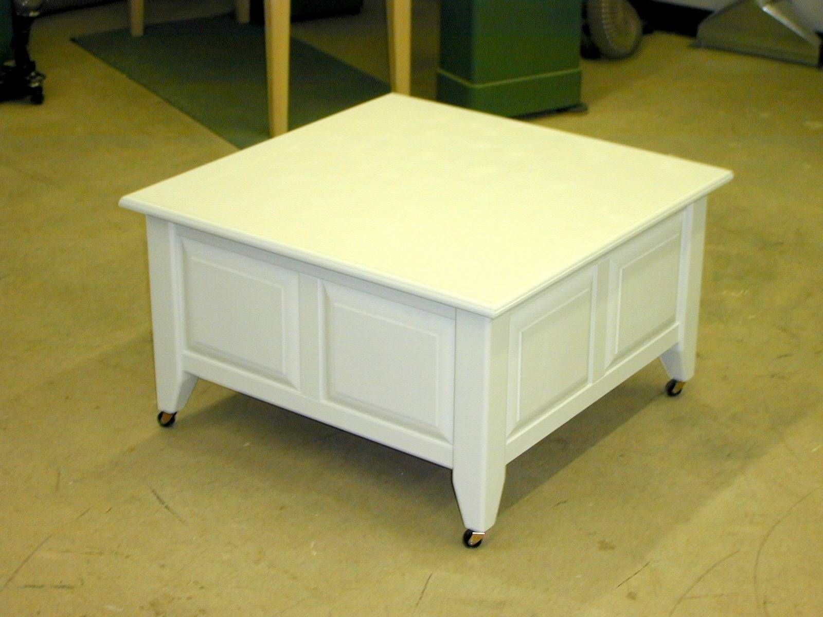 Cube White Wooden Coffee Table Plus Four Short Legs And Small Intended For Short Legs Coffee Tables (View 23 of 30)