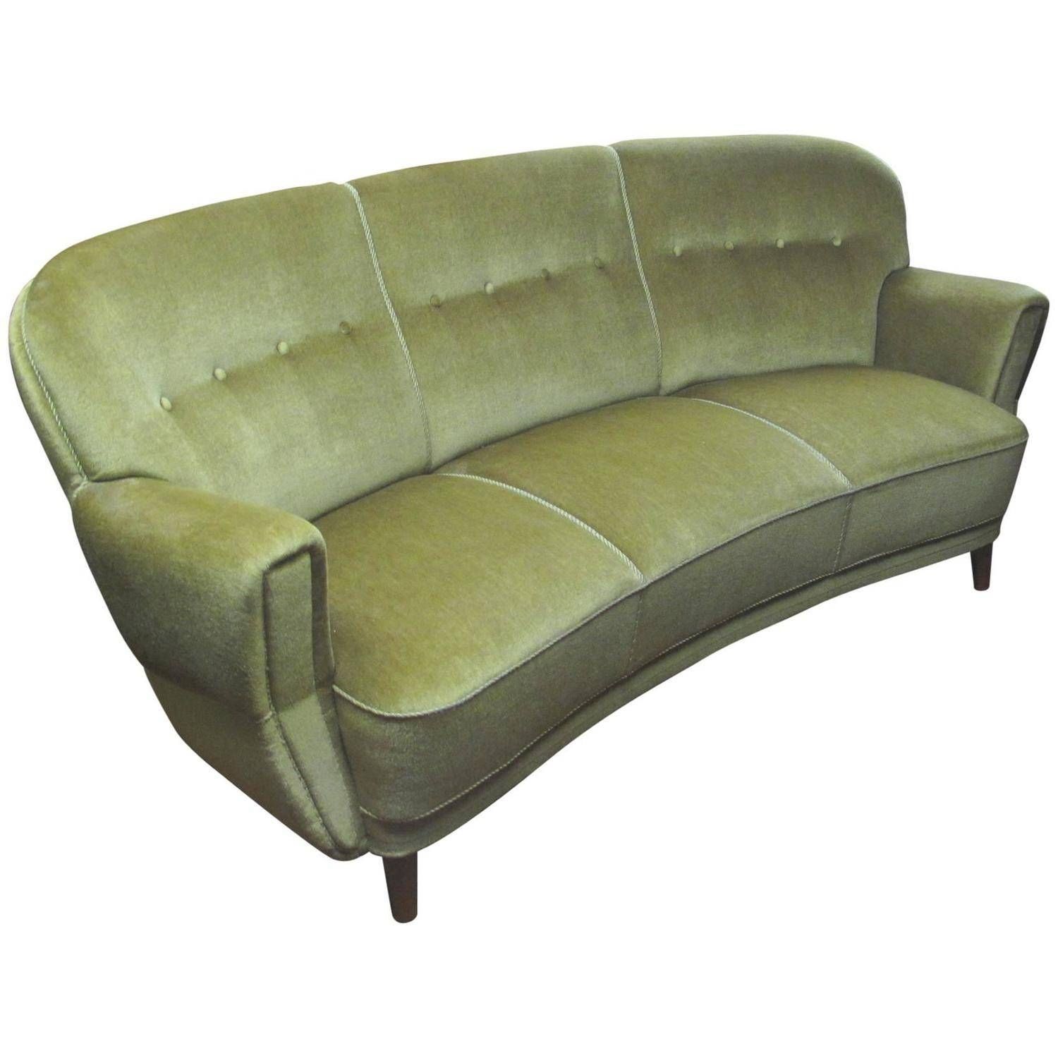 Danish 1930s 1940s Curved Mohair Upholstered Sofa At 1stdibs Throughout 1930s Couch (Photo 175 of 299)