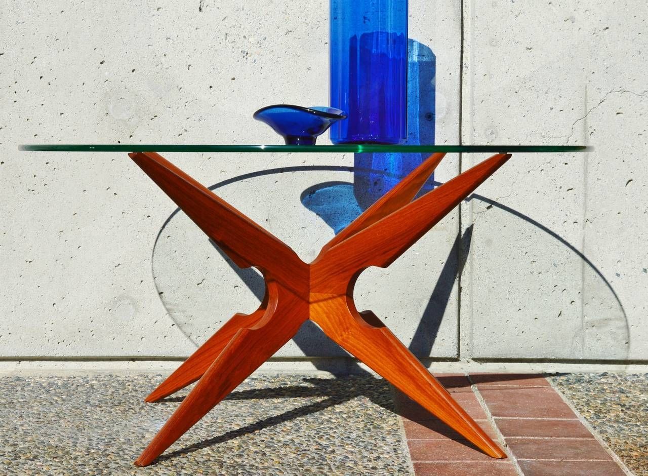 Danish Teak Spider Leg Coffee Table Round Glass Top (sike Mobler For Retro Teak Glass Coffee Tables (View 30 of 30)