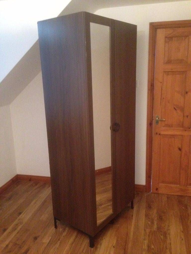 Dark Brown Ikea Wardrobe With Full Length Mirror | In Dromore Intended For Dark Wood Wardrobe With Mirror (View 20 of 30)