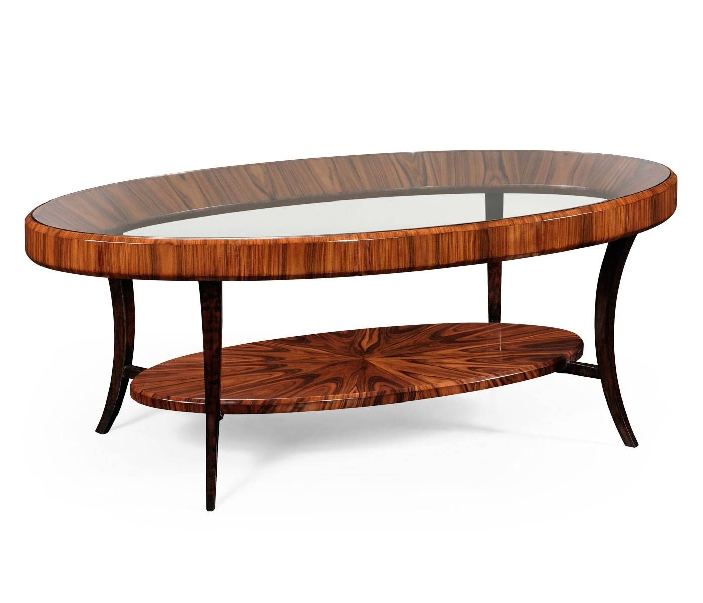 Deco Oval Coffee Table With Glass Top (high Lustre) With Regard To Art Coffee Tables (View 10 of 30)