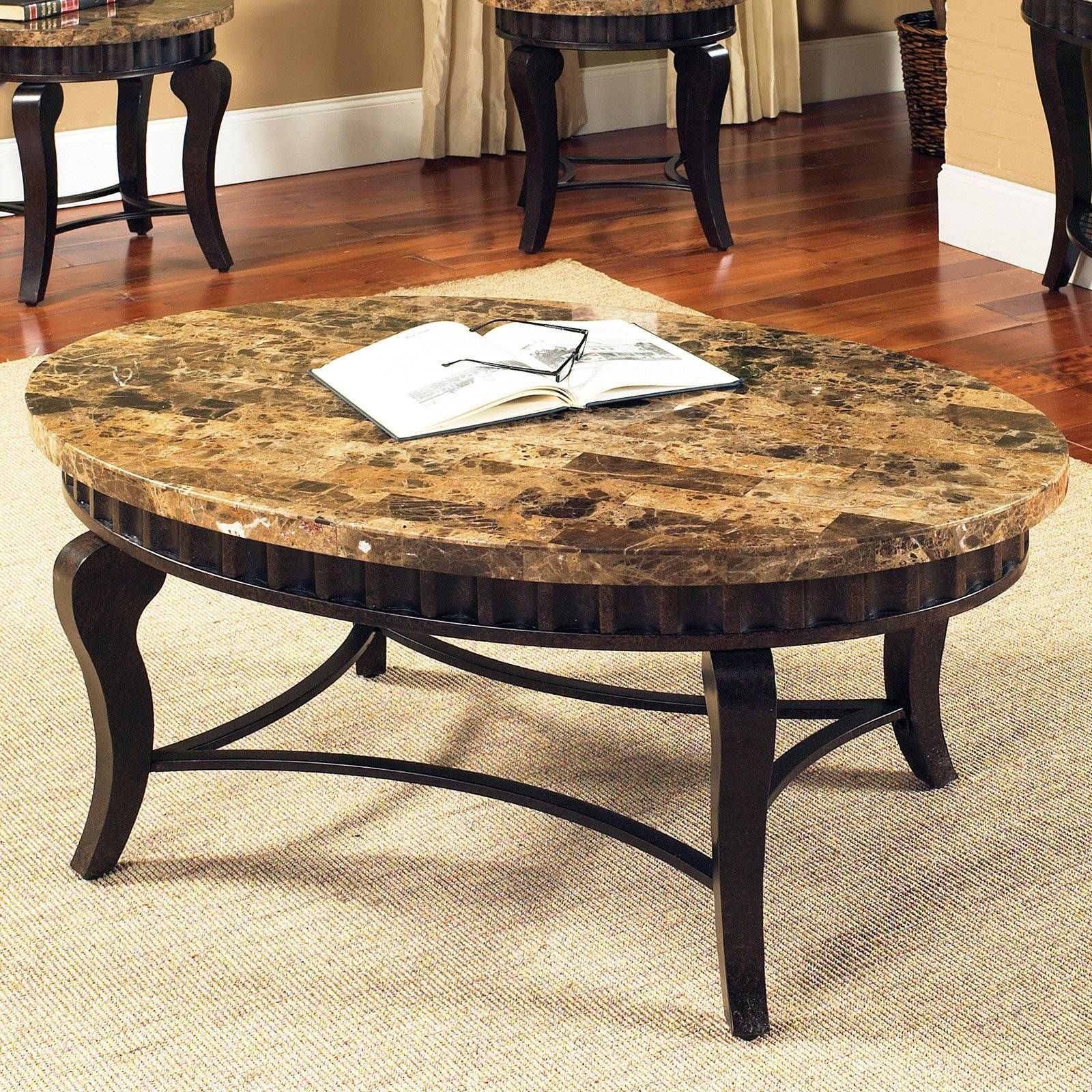 Decor Your Living Room In Style With Oval Coffee Table | Home Intended For Black And Grey Marble Coffee Tables (Photo 30 of 30)