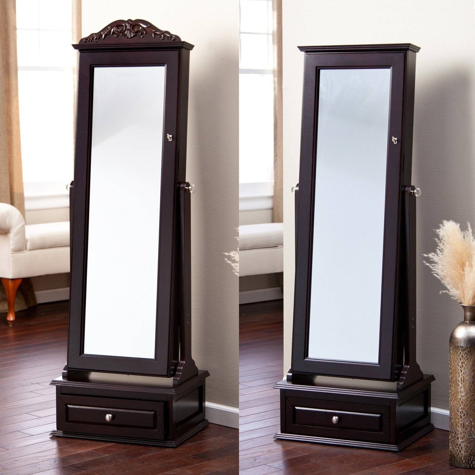Full length free standing mirror with drawer