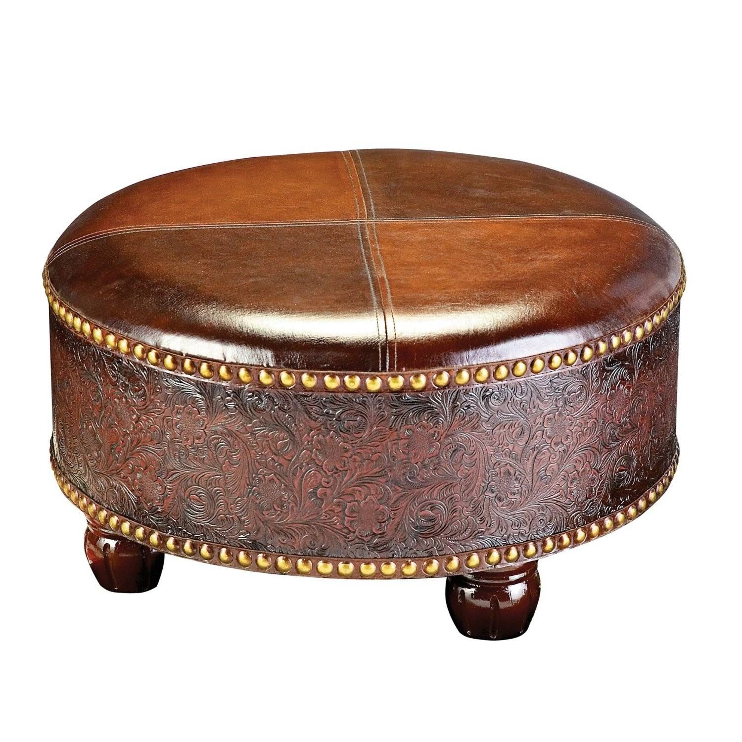 Decoration Round Leather Ottoman Coffee Table Designs Idea Pertaining To Oversized Round Coffee Tables (View 20 of 30)