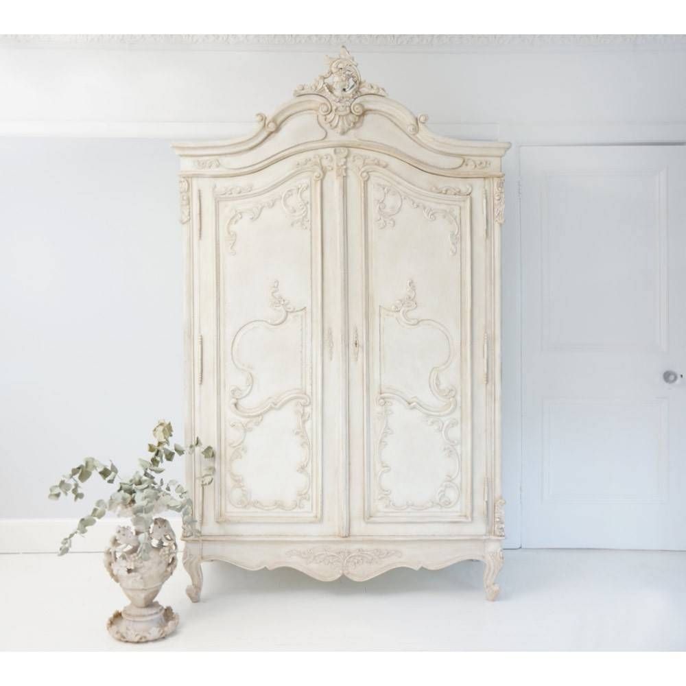 Delphine Distressed Shabby Chic Armoire Within Chic Wardrobes (View 8 of 15)