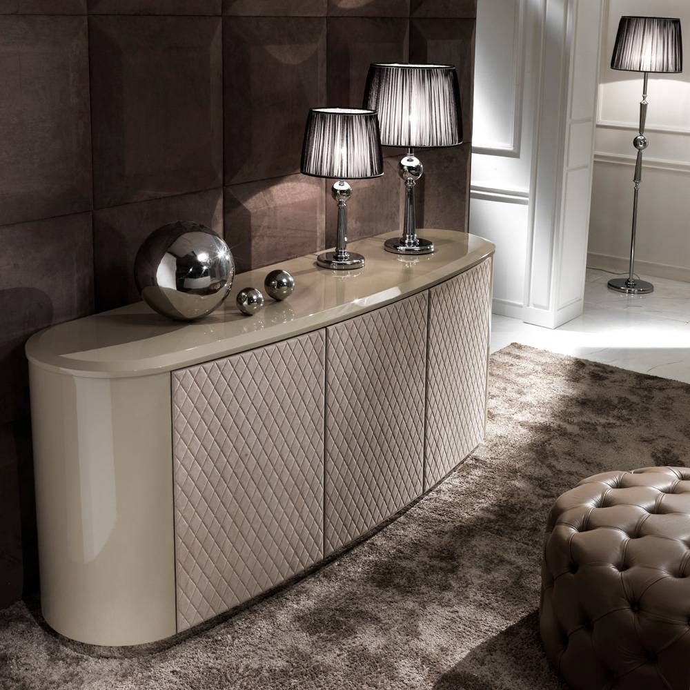 Designer Curved Lacquered Leather Sideboard | Juliettes Interiors Throughout Curved Sideboards (View 1 of 30)