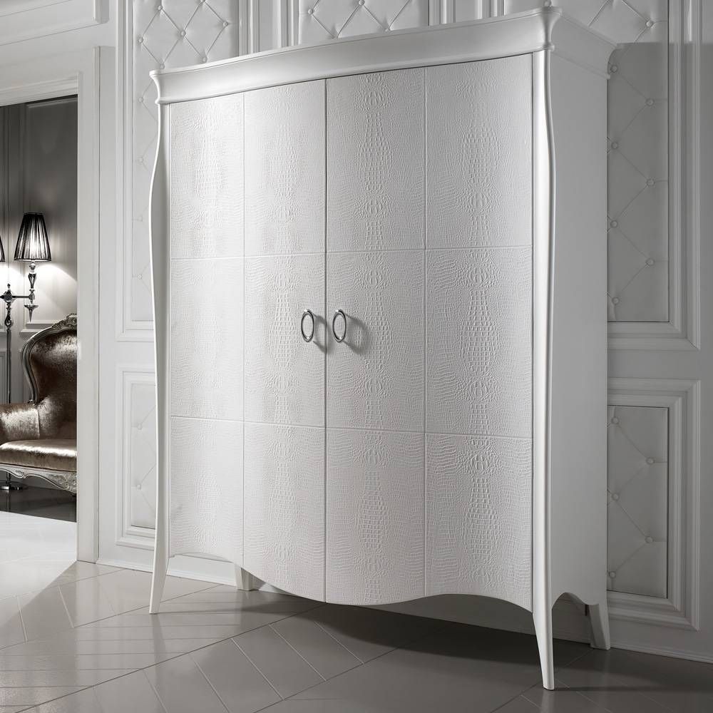 Designer Italian Large White Leather 2 Door Wardrobe | Juliettes Regarding Large White Wardrobes (Photo 8 of 15)