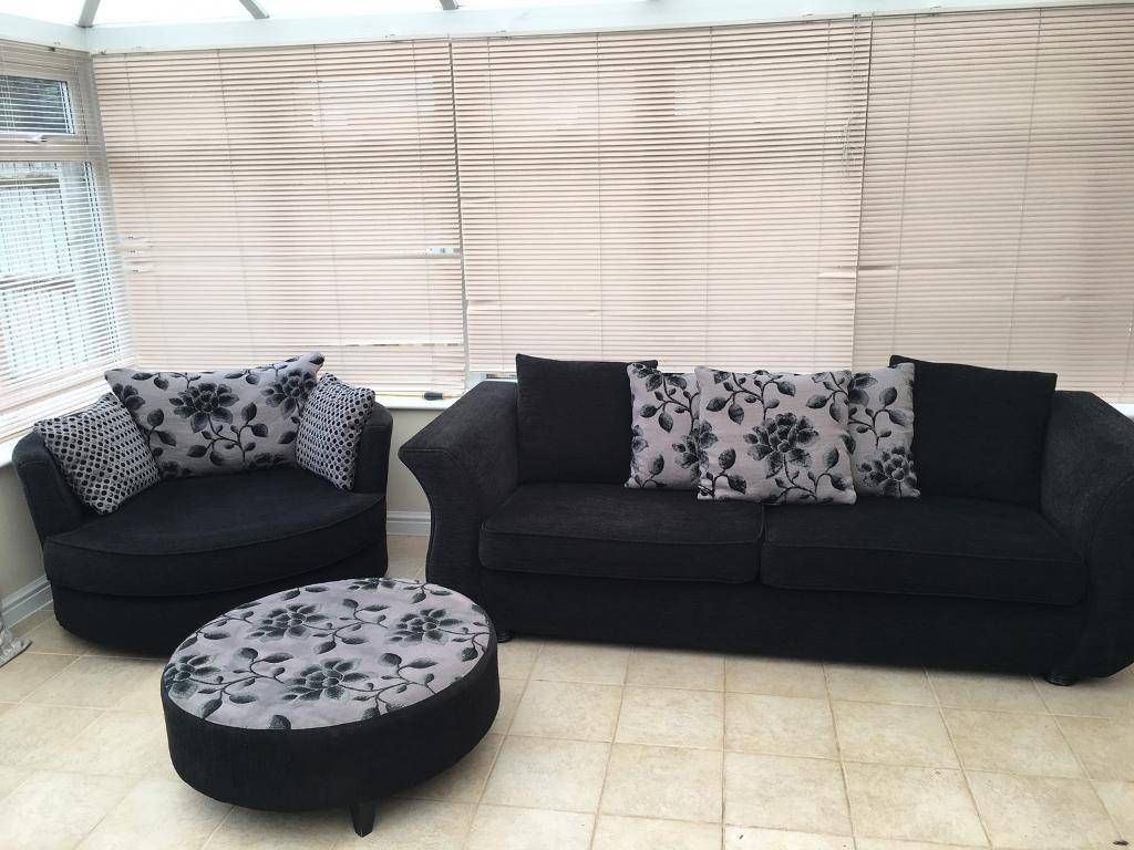 Dfs 4 Seater Sofa, Swivel/cuddle Chair And Pouffe | In Bicester In 3 Seater Sofa And Cuddle Chairs (Photo 206 of 299)