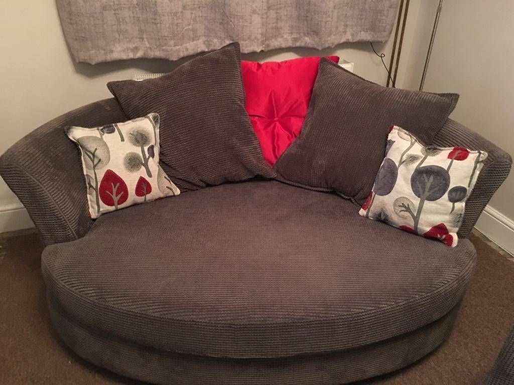 Dfs Grey/charcoal Fabric 3 Seater Sofa & Cuddle Chair | In Didcot Inside 3 Seater Sofa And Cuddle Chairs (Photo 208 of 299)