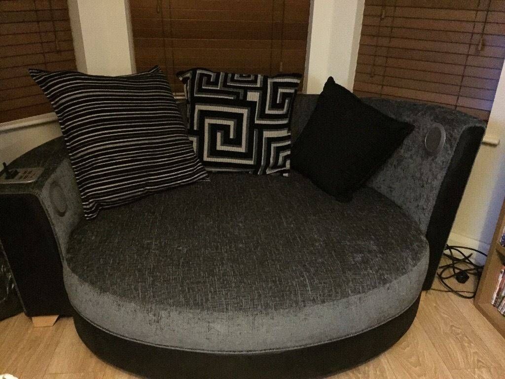 Dfs Large Round Cuddle Snuggle Chair Sofa With Built In Bluetooth Pertaining To Snuggle Sofas (View 20 of 30)