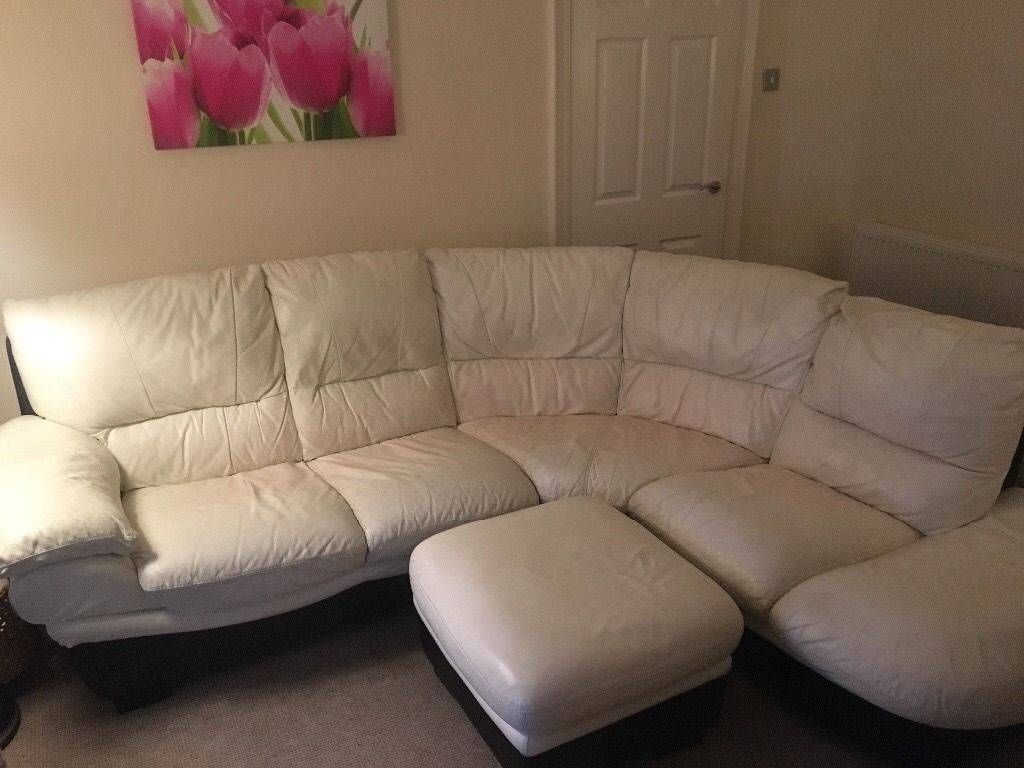 Dfs White Leather Corner Sofa With Foot Rest | In Birkenhead With White Leather Corner Sofa (View 27 of 30)