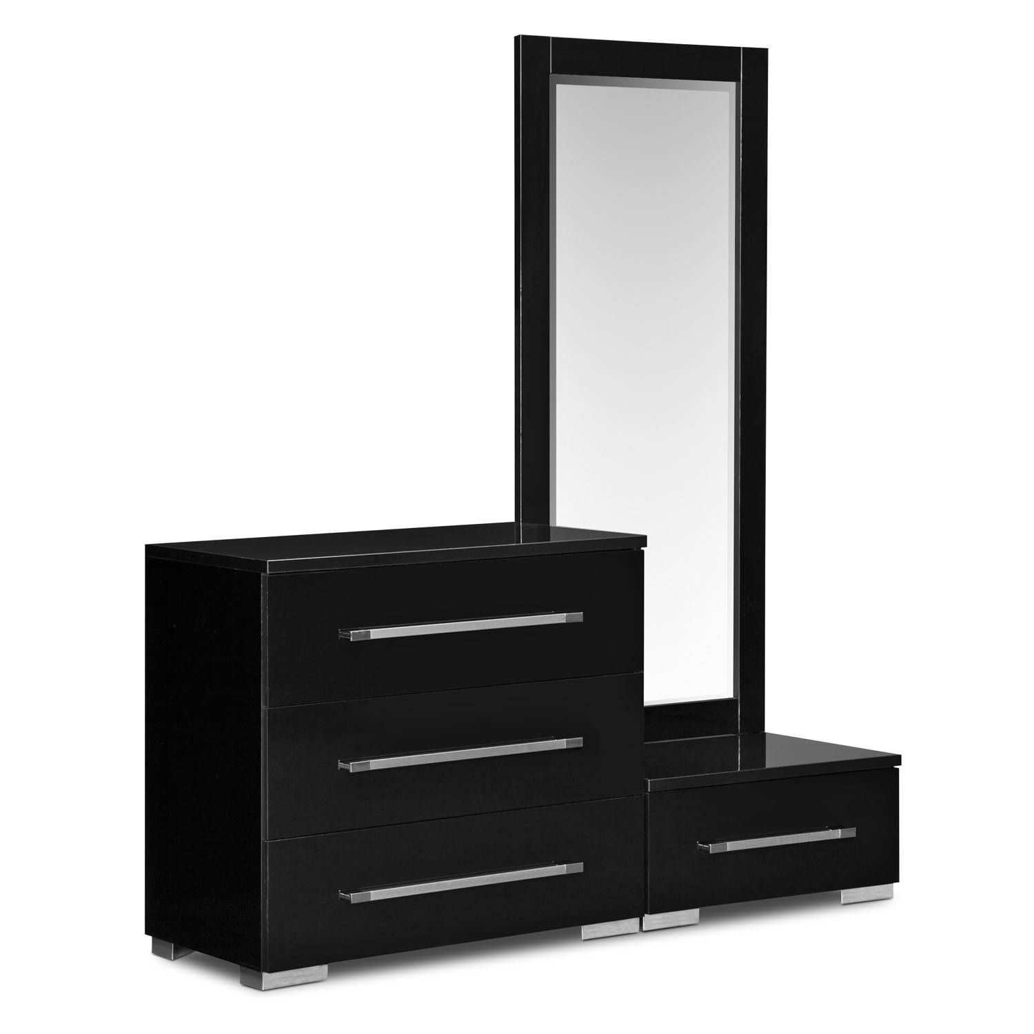 Dimora Dressing Dresser And Mirror With Step – Black | Value City With Regard To Black Dressing Mirrors (View 2 of 25)