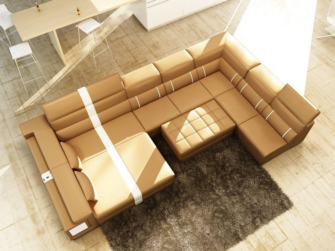 Divani Casa 6144 Modern Camel And White Leather Sectional Sofa Intended For Camel Sectional Sofa (View 13 of 30)