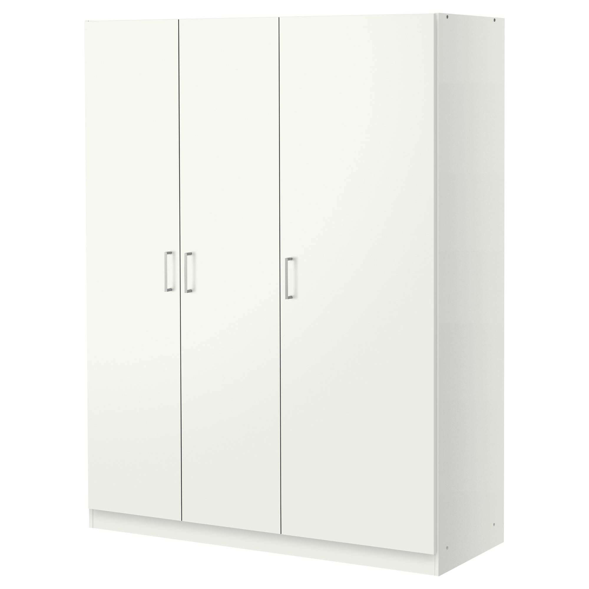 Dombås Wardrobe White 140x181 Cm – Ikea Inside Double Rail White Wardrobes (View 17 of 21)