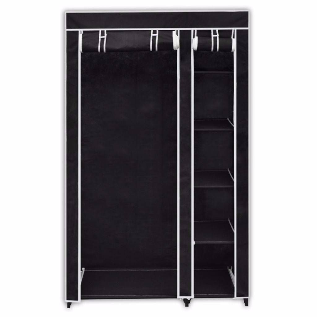Double Canvas Wardrobe Cupboard Organiser Clothes Hanging Rail Intended For Double Canvas Wardrobe Rail Clothes Storage Cupboard (Photo 11 of 30)