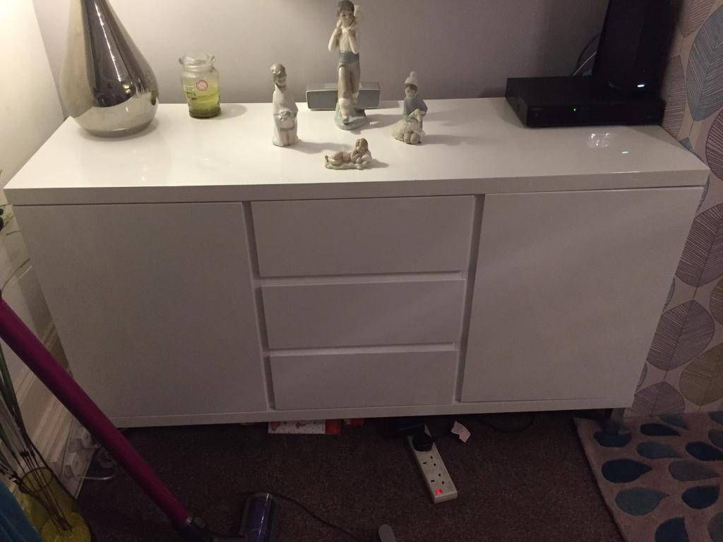 Echo Large White Gloss Sideboard | In Greenock, Inverclyde | Gumtree With Grey Gloss Sideboards (View 12 of 30)