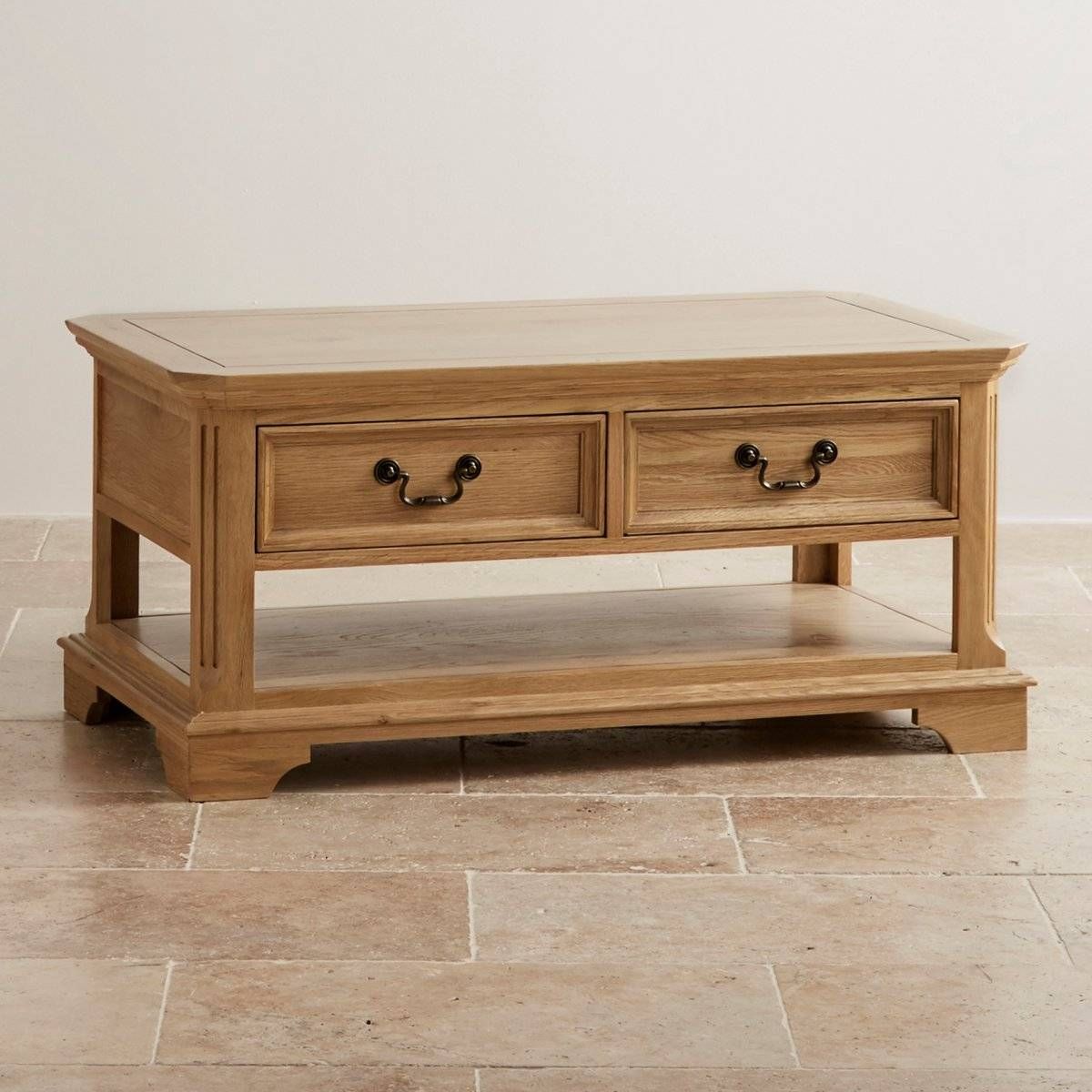 Edinburgh Coffee Table In Natural Solid Oak | Oak Furniture Land For Oak Coffee Table With Drawers (View 4 of 15)
