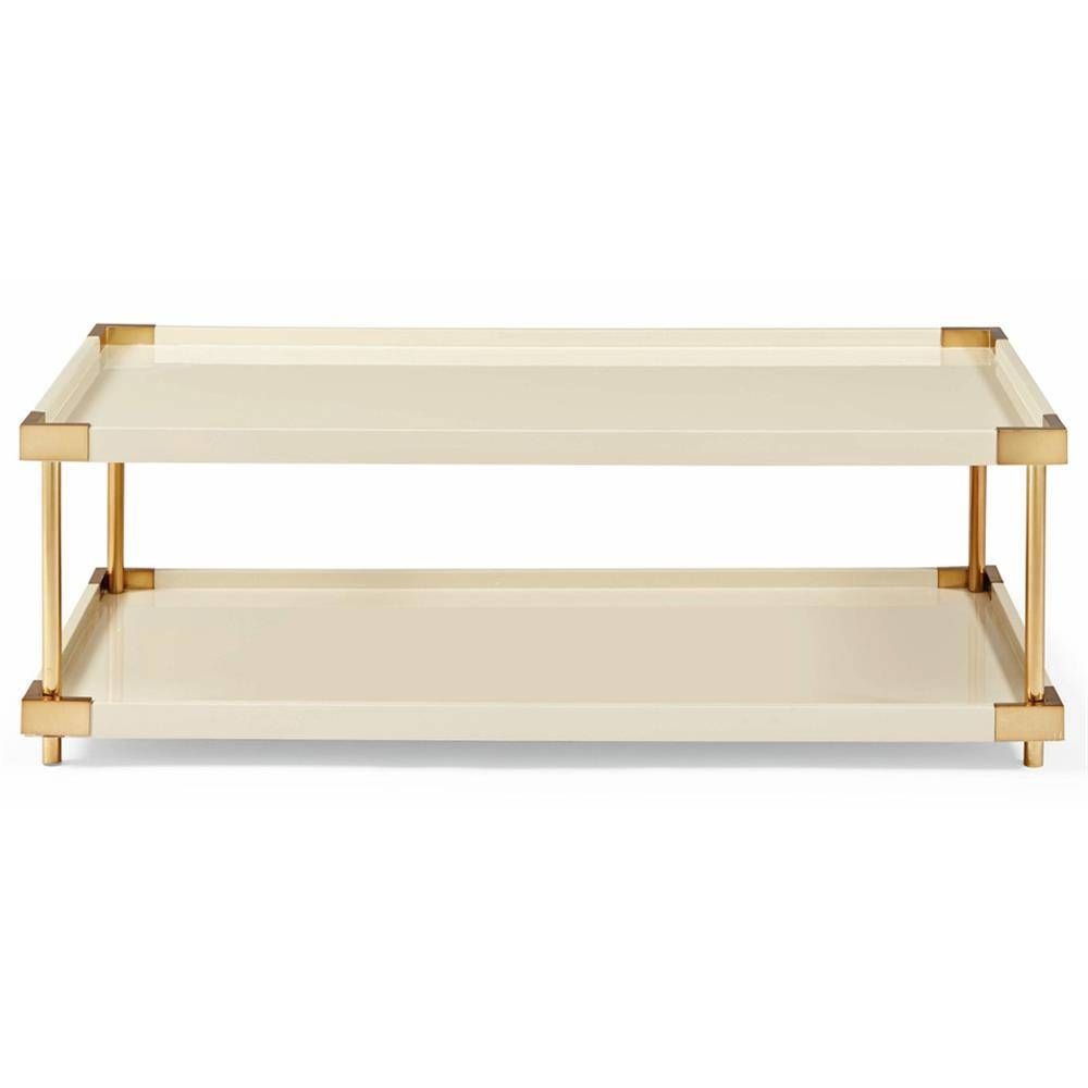 Elena Hollywood Regency Ivory Lacquer Brass Coffee Table | Kathy With Regard To Elena Coffee Tables (View 5 of 30)