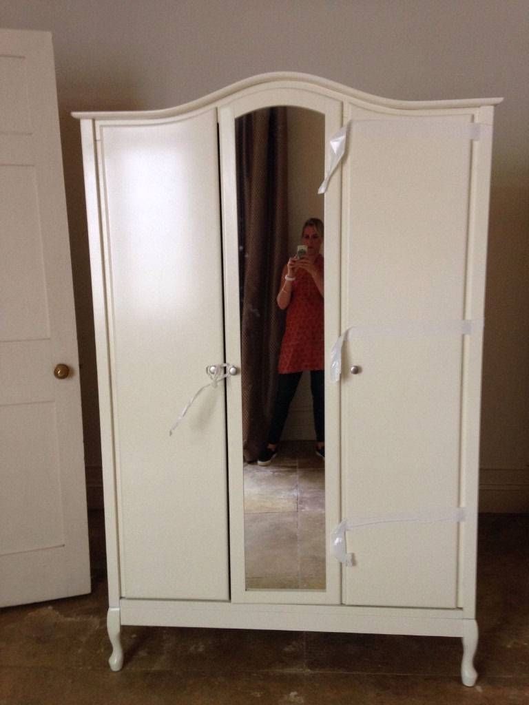 Elysee Cream Ivory Off White Large 3 Door Mirrored Wardrobe As New Intended For White 3 Door Mirrored Wardrobes (Photo 6 of 15)