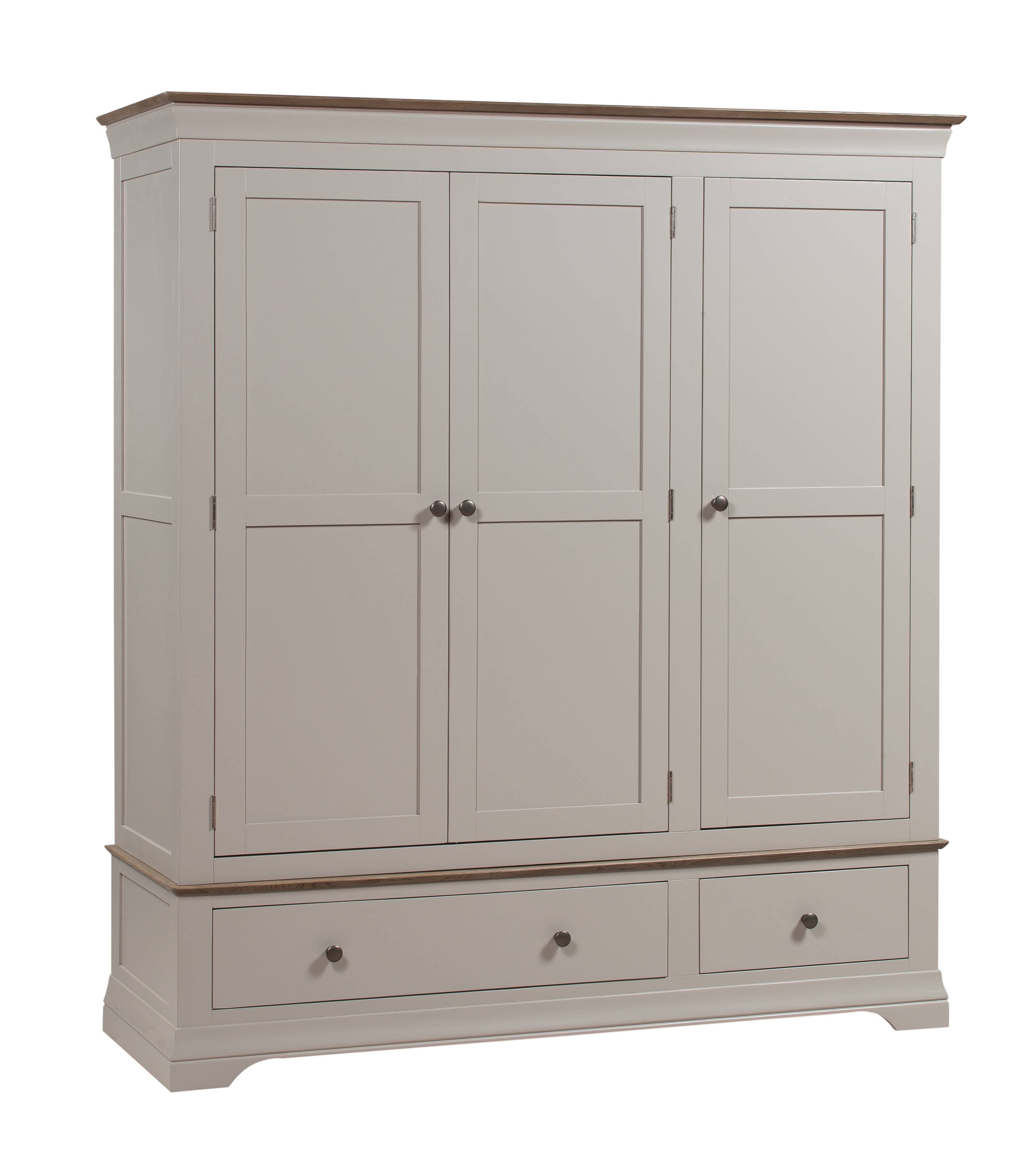 Emsworth Grey Painted Triple Wardrobe With Drawers Pertaining To Triple Wardrobes With Drawers (View 11 of 15)