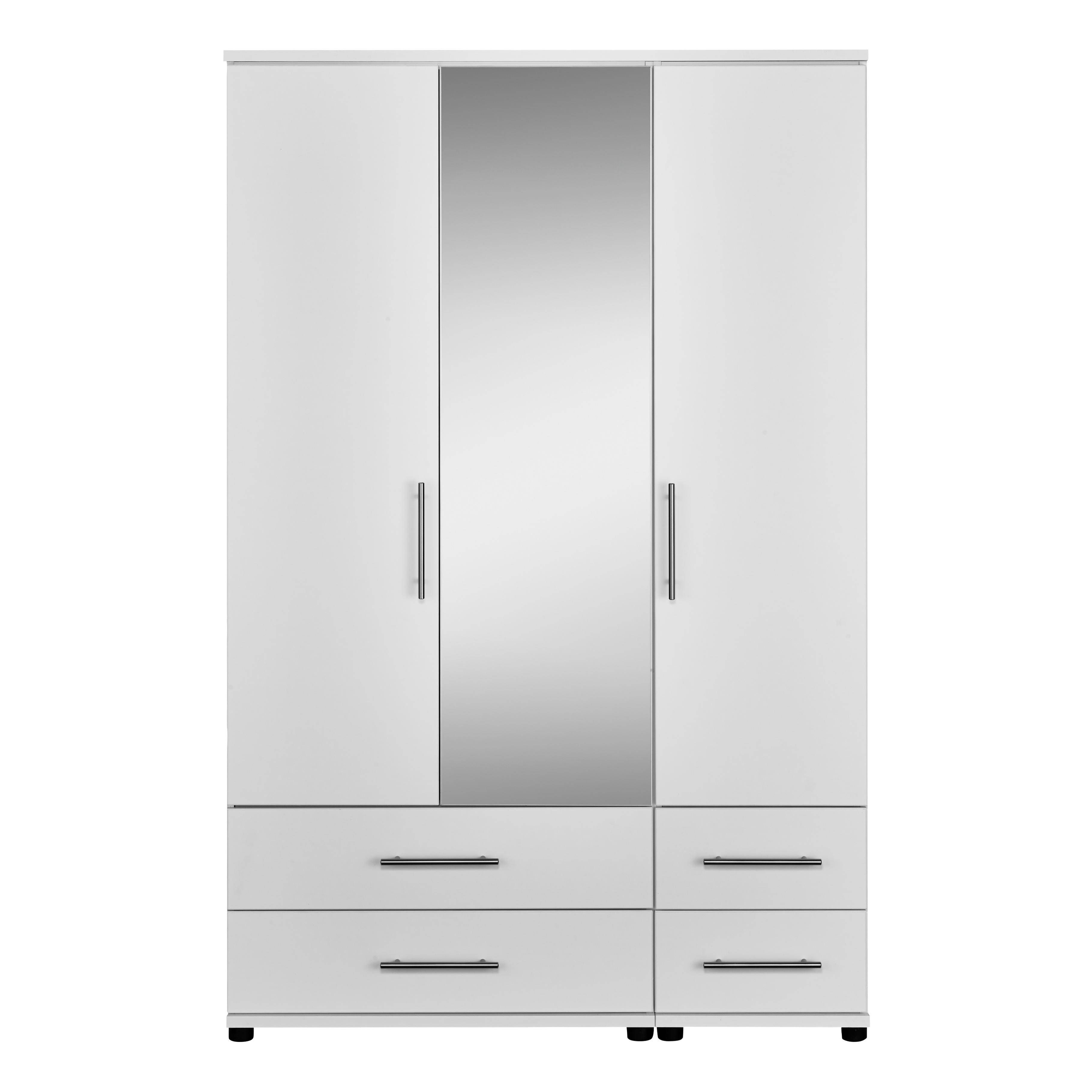Essential 3 Door 4 Drawer Mirrored Wardrobe | Contemporary Bedroom With 3 Door White Wardrobes With Drawers (View 9 of 15)