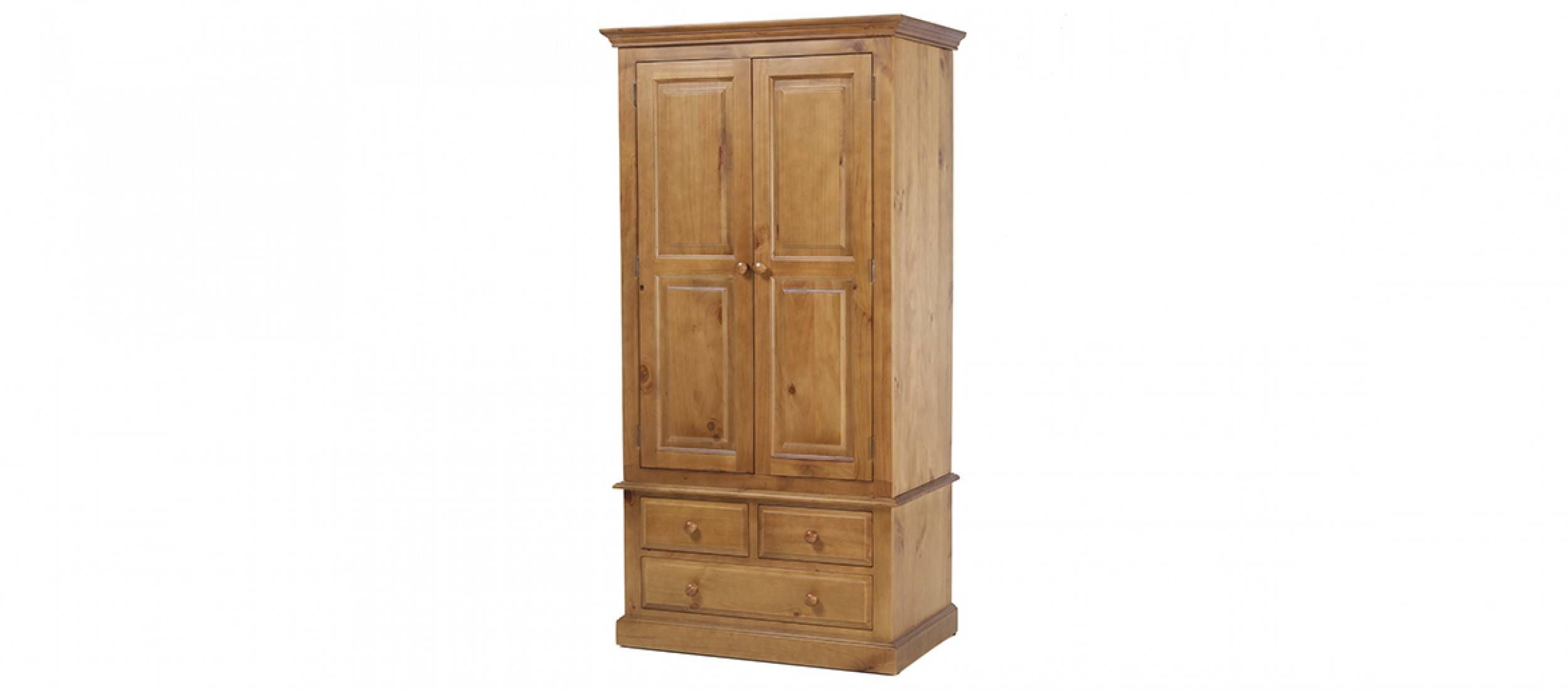 Essentials Pine Gents Double Wardrobe | Quercus Living Inside Pine Double Wardrobes (View 12 of 15)