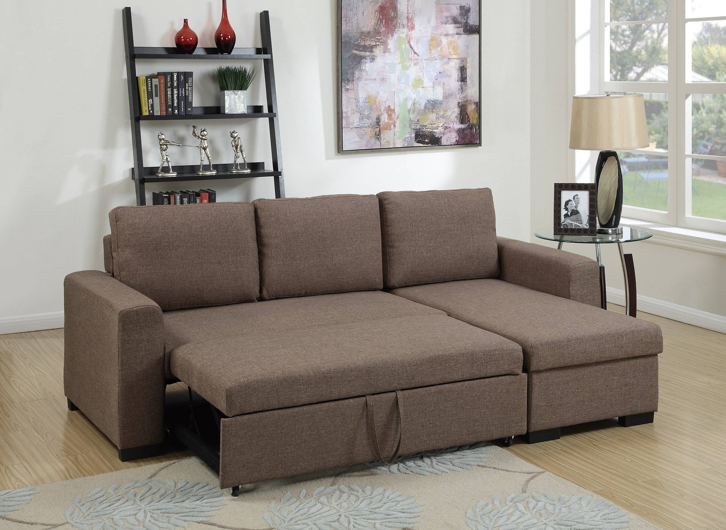 F6932 Light Coffee Convertible Sectional Sofapoundex Within Convertible Sectional Sofas (View 4 of 30)