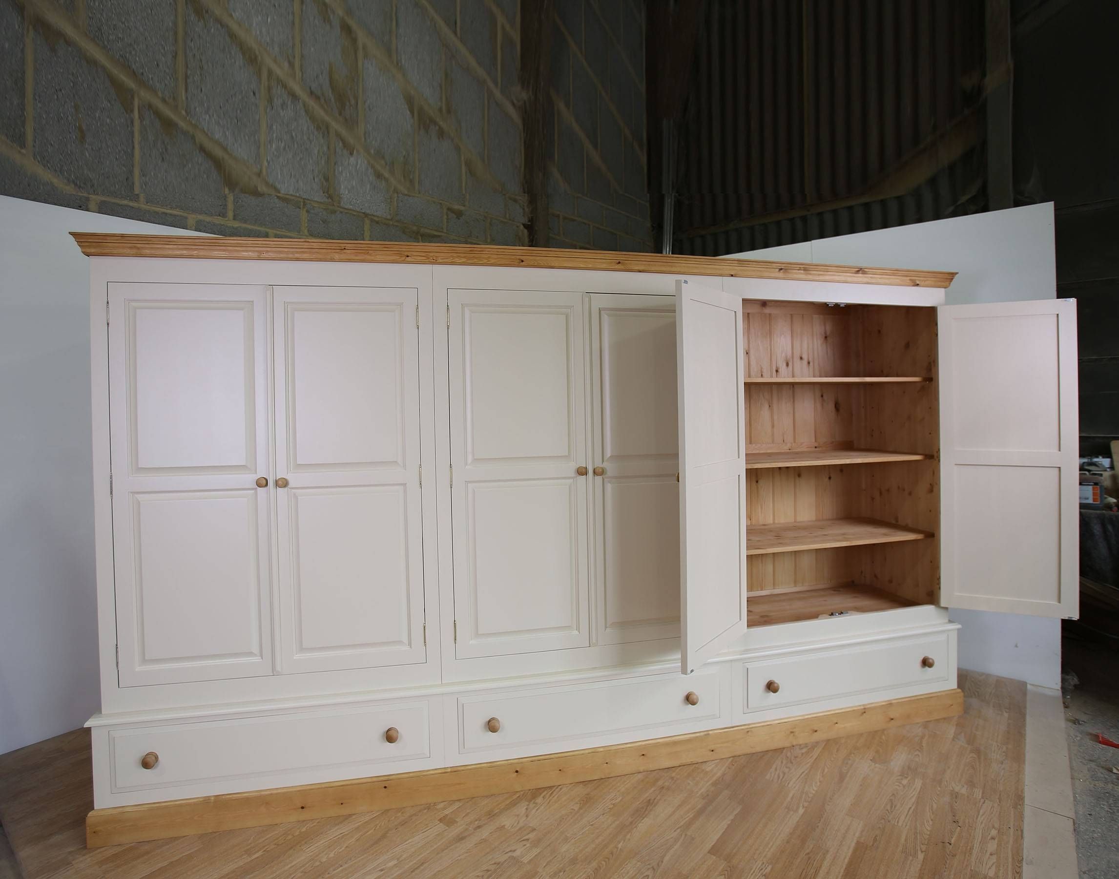 Farrow & Ball Painted Large 6 Door Wardrobe Full Fitted Throughout Large White Wardrobes With Drawers (Photo 7 of 15)