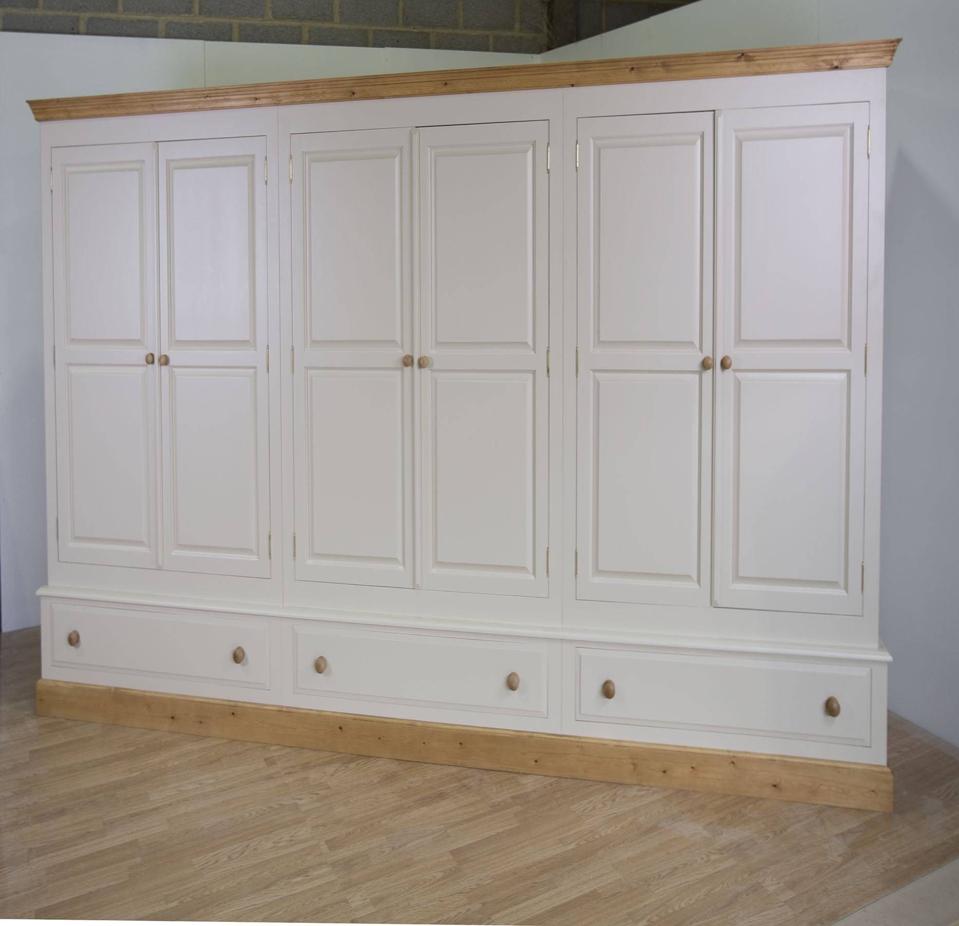 Farrow & Ball Painted Large 6 Door Wardrobe With Drawers Pertaining To Pine Wardrobes With Drawers (View 13 of 15)