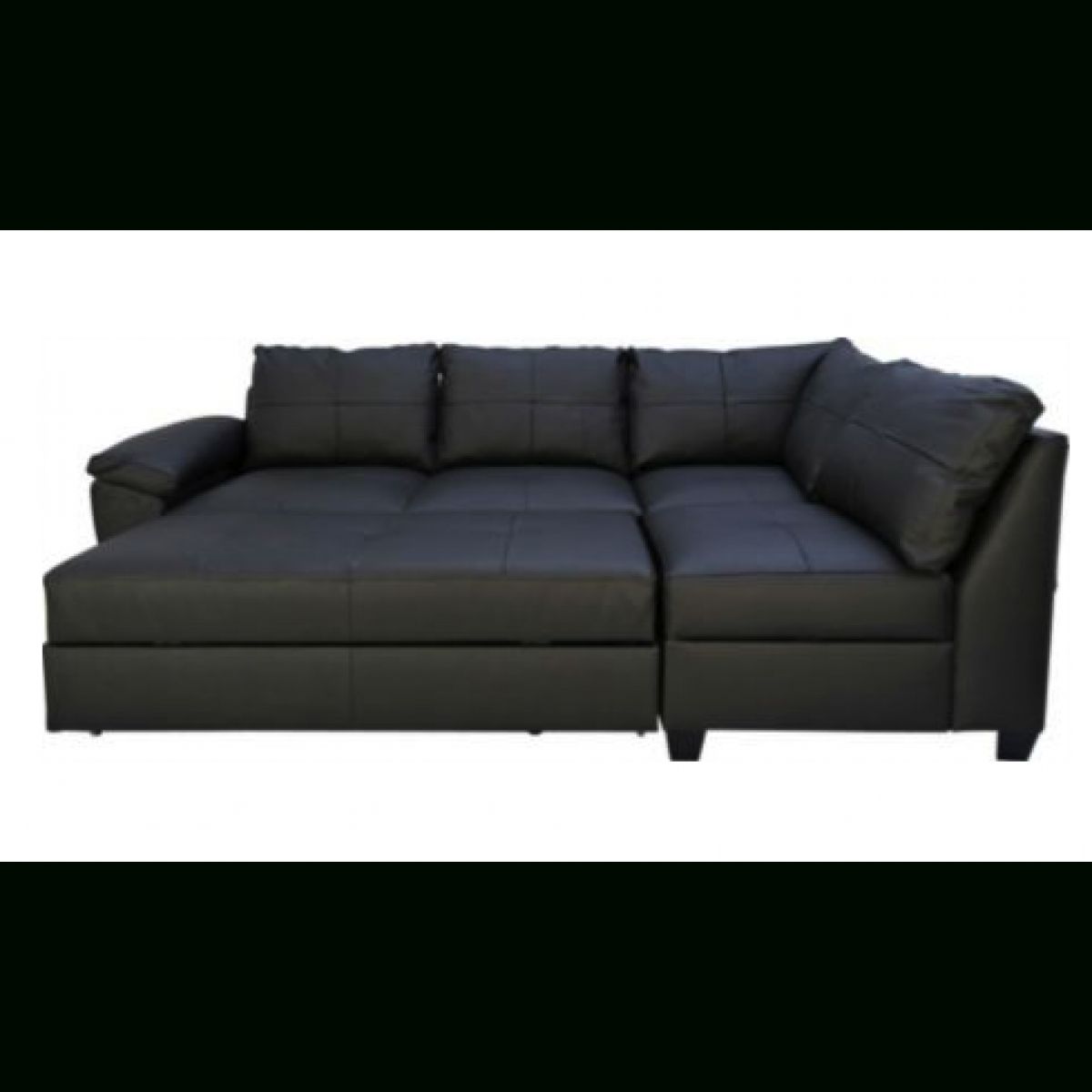 Fernando Leather Right Hand Sofa Bed Corner Group – Black With Regard To Leather Corner Sofa Bed (View 8 of 30)