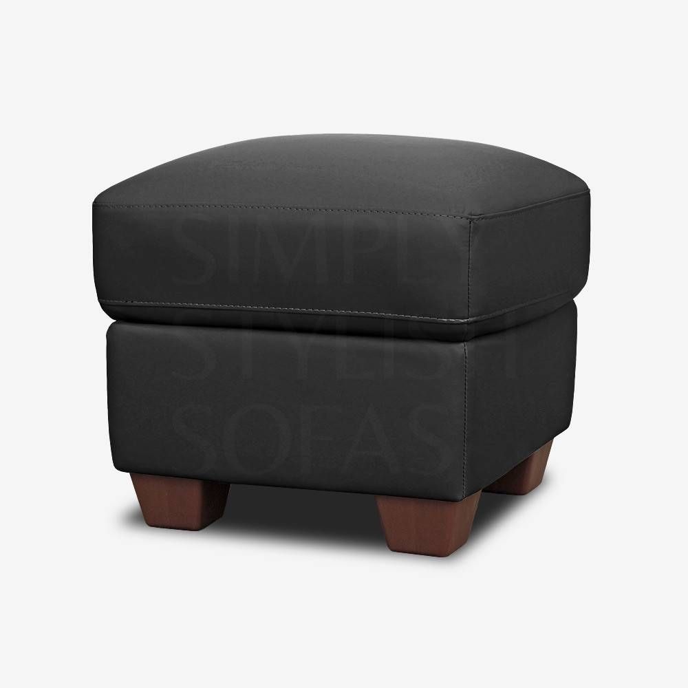 Fisherwick Black Leather Footstool Storage Ottoman Throughout Leather Footstools (View 2 of 30)