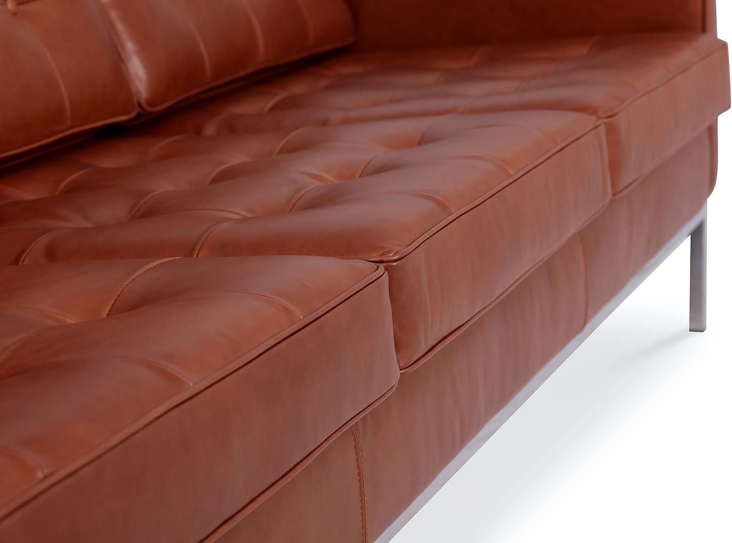 Florence Knoll Sofa 3 Seater Leather (platinum Replica) Pertaining To Florence Knoll 3 Seater Sofas (View 28 of 30)