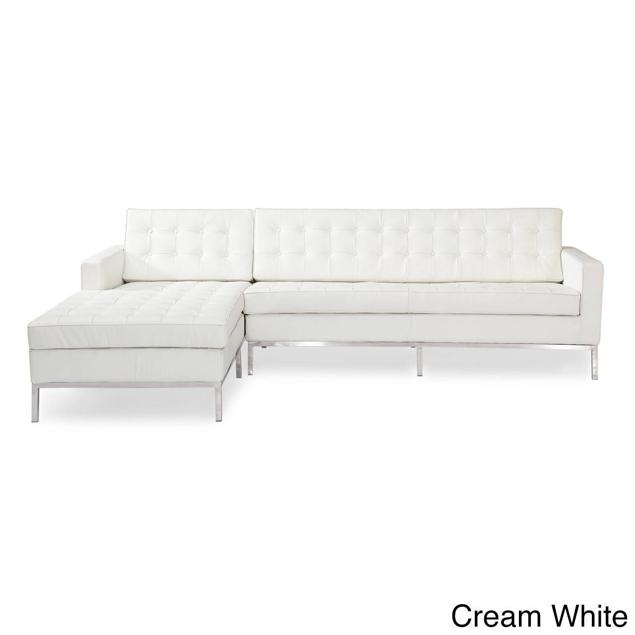 Florence Knoll Style Sofa Sectional Left Cream White 100 Premium Throughout Florence Knoll Style Sofas (View 20 of 25)