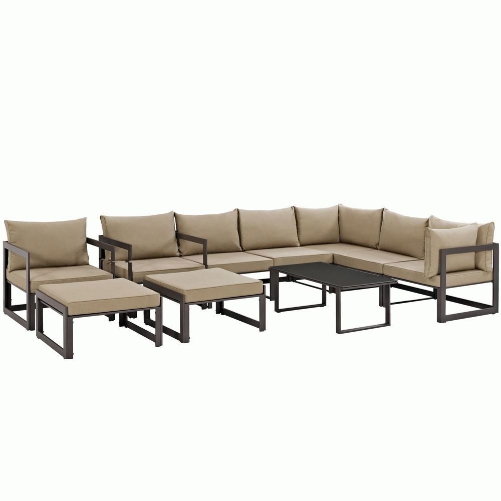Fortuna 10 Piece Outdoor Patio Sectional Sofa Set Within 10 Piece Sectional Sofa (View 21 of 30)