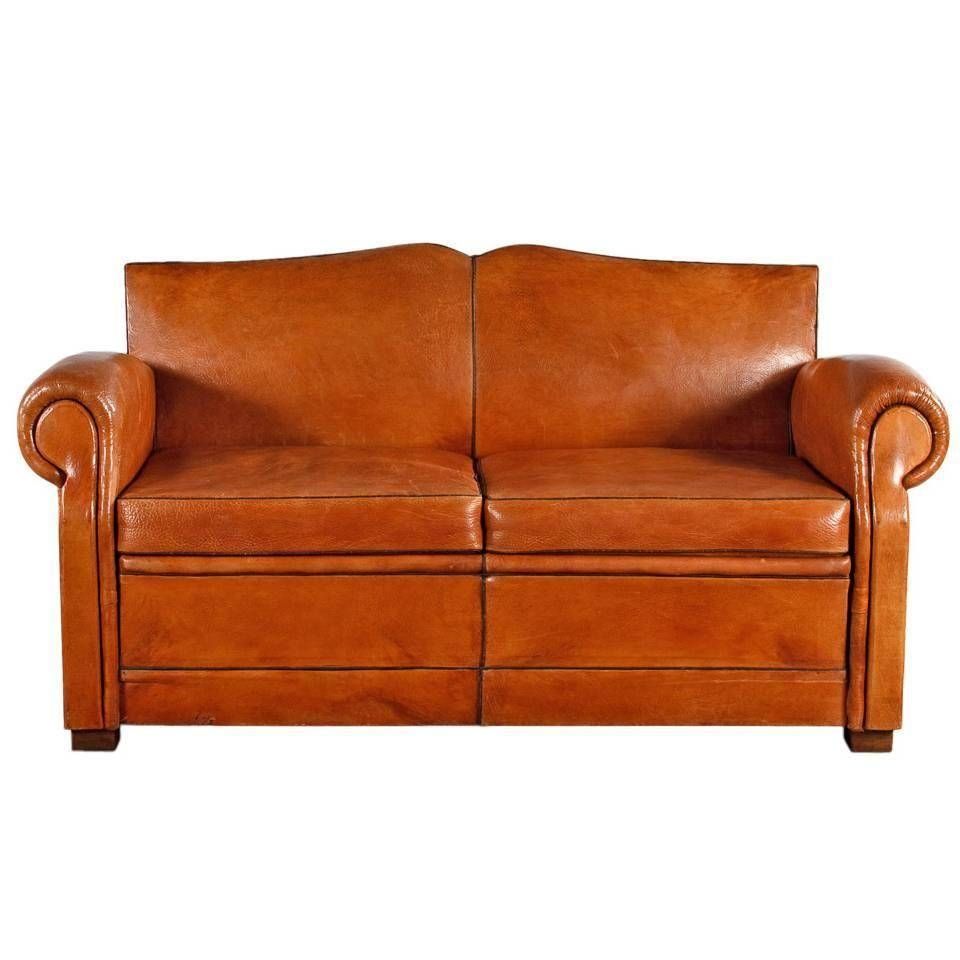 French Art Deco Leather Club Sofa, 1930s At 1stdibs Within 1930s Couch (Photo 8 of 30)