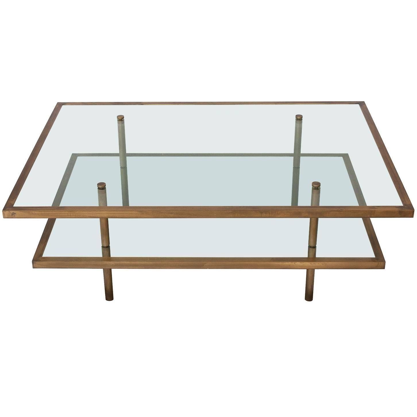 French Bronze And Glass Two Tier Coffee Table At 1stdibs Inside Bronze And Glass Coffee Tables (View 2 of 30)